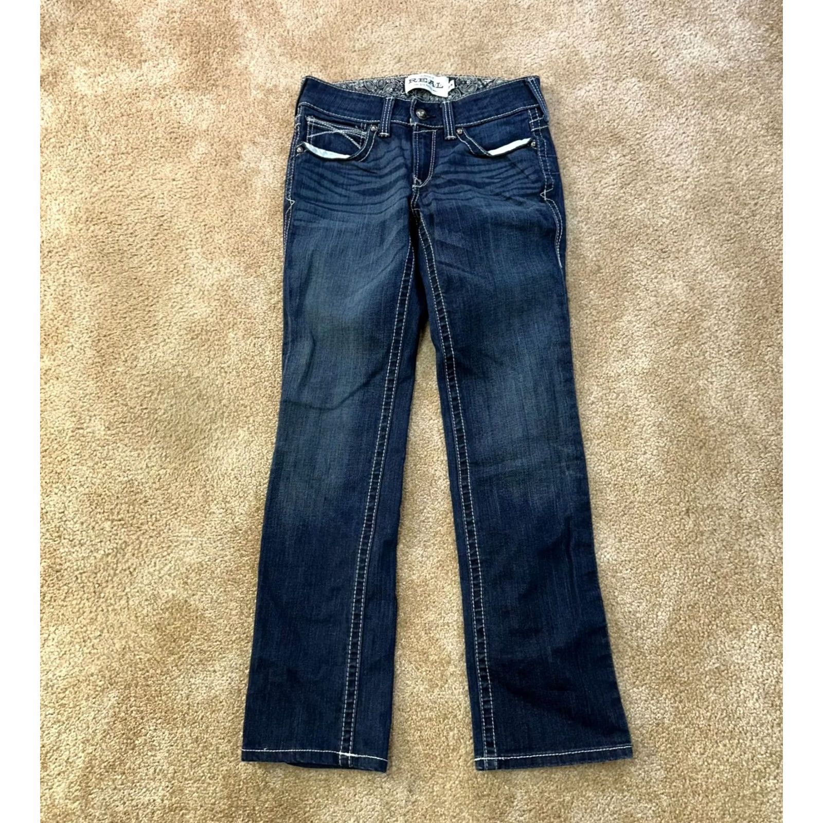 Ariat Ariat REAL Denim Jeans Womens 27 Blue Stretch Bootcut 5-Pocket Regular Inseam 31 Size 27" / US 4 / IT 40 - 2 Thumbnail