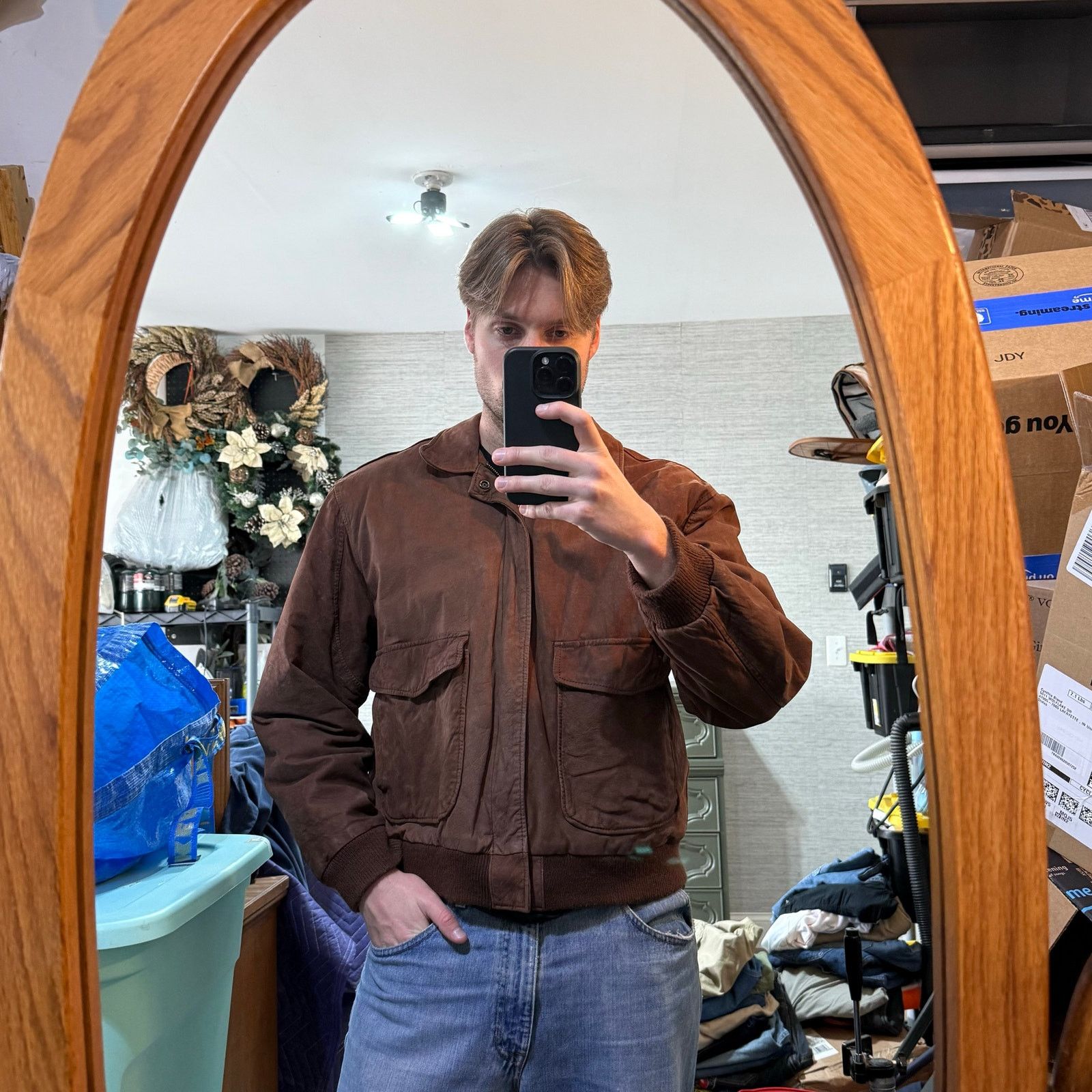 Vintage Vintage Brown Leather Bomber Jacket Sz M Size US M / EU 48-50 / 2 - 8 Thumbnail
