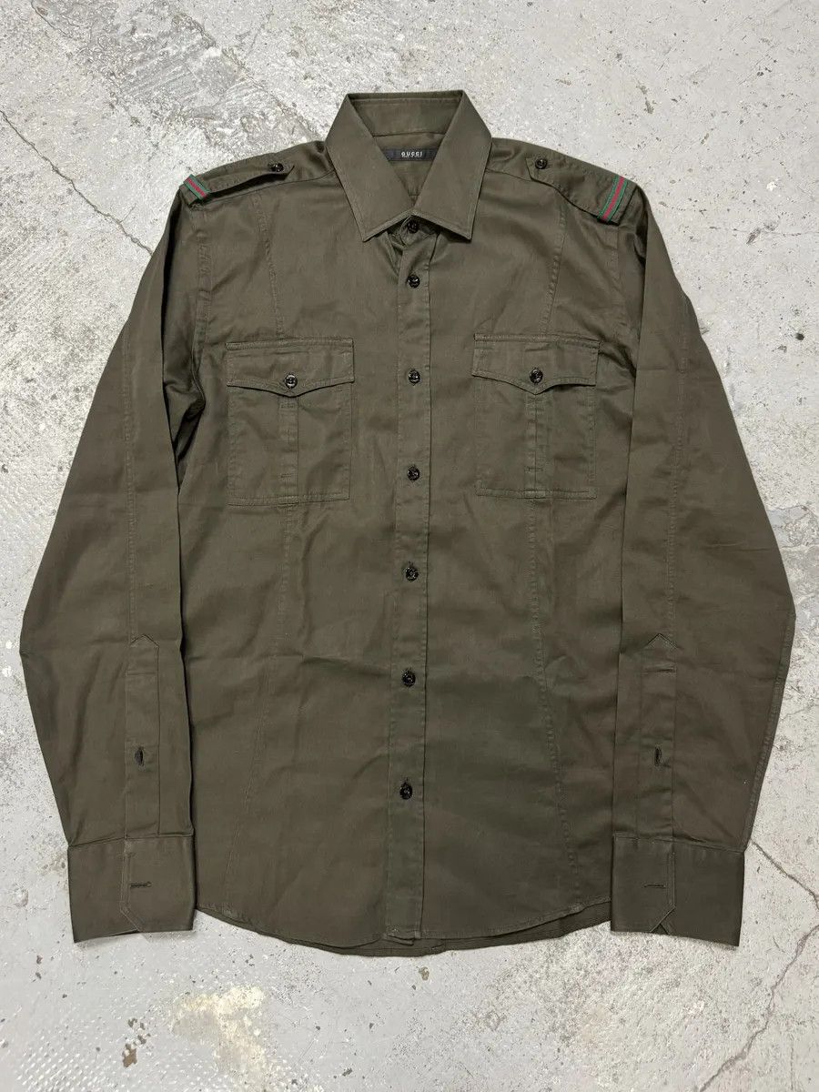 Gucci Gucci Khaki Green Military Shirt Size US M / EU 48-50 / 2 - 1 Thumbnail