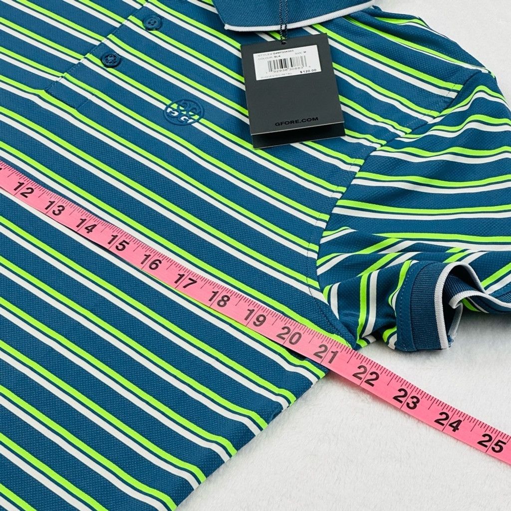 G/FORE G/Fore Men’s Med Blue Green Stripe Golf Jersey Polo Shirt Size US M / EU 48-50 / 2 - 8 Thumbnail
