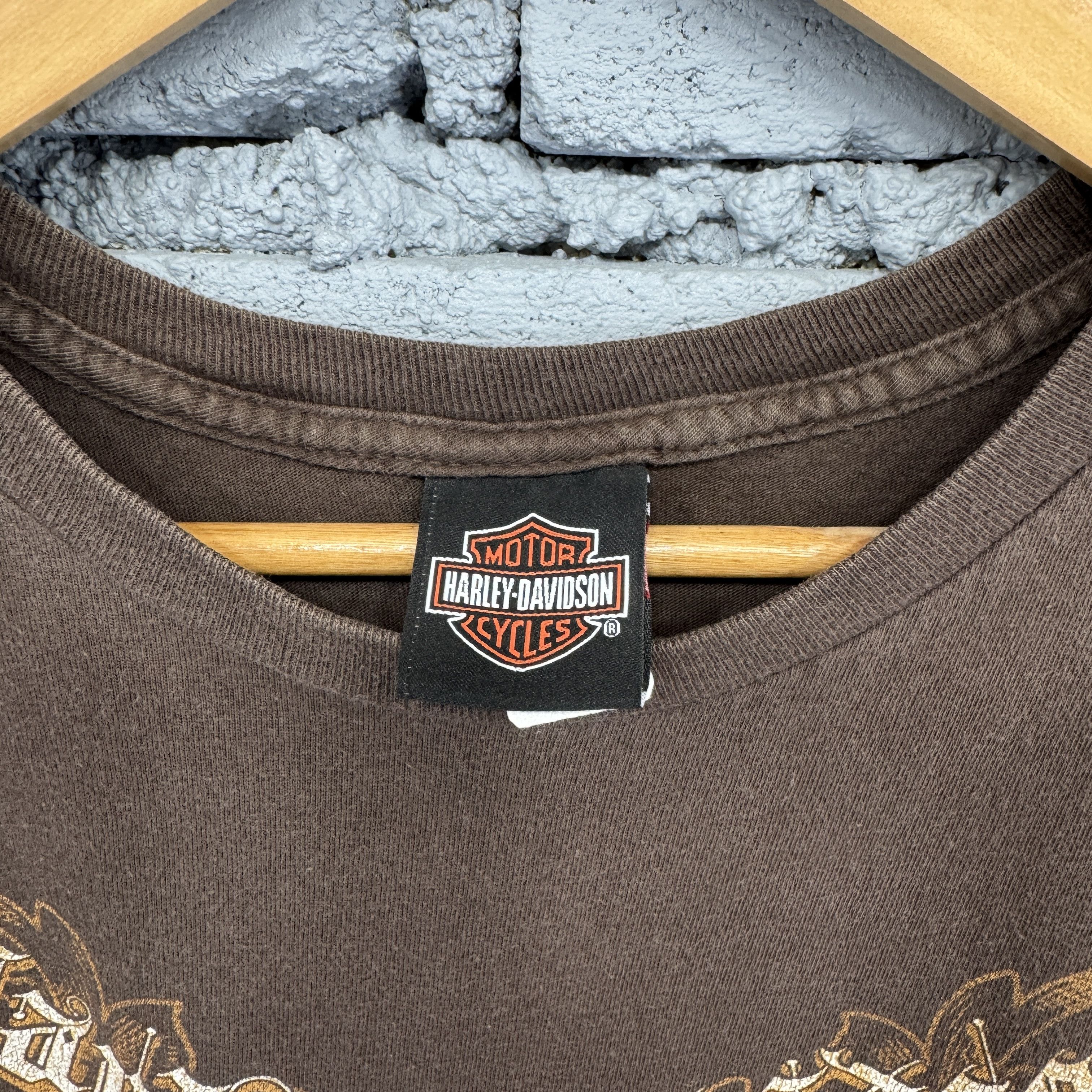 Harley Davidson Vintage Brown Harley-Davidson Short-Sleeve Tshirt Size US XL / EU 56 / 4 - 4 Thumbnail