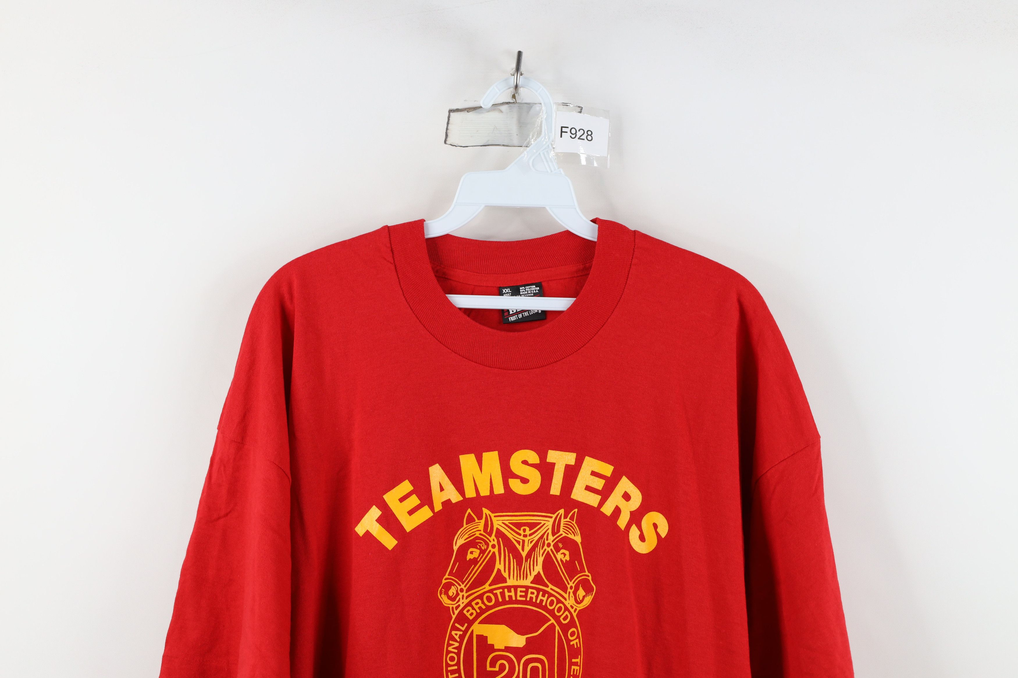 Vintage Vintage 90s Union Local 20 Short Sleeve T-Shirt Red USA Size US XXL / EU 58 / 5 - 2 Thumbnail