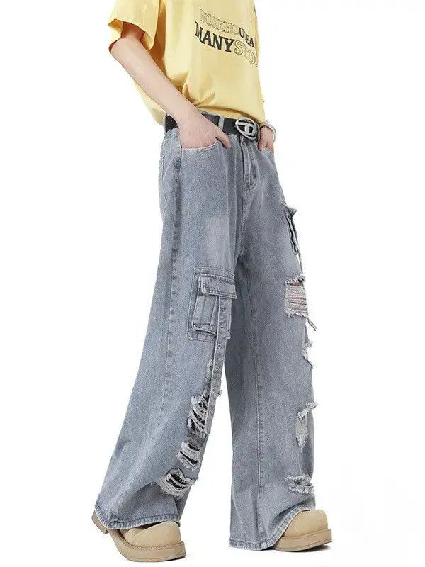 Japanese Brand Retro loose micro flared pocket straight leg jeans Size US 32 / EU 48 - 6 Thumbnail
