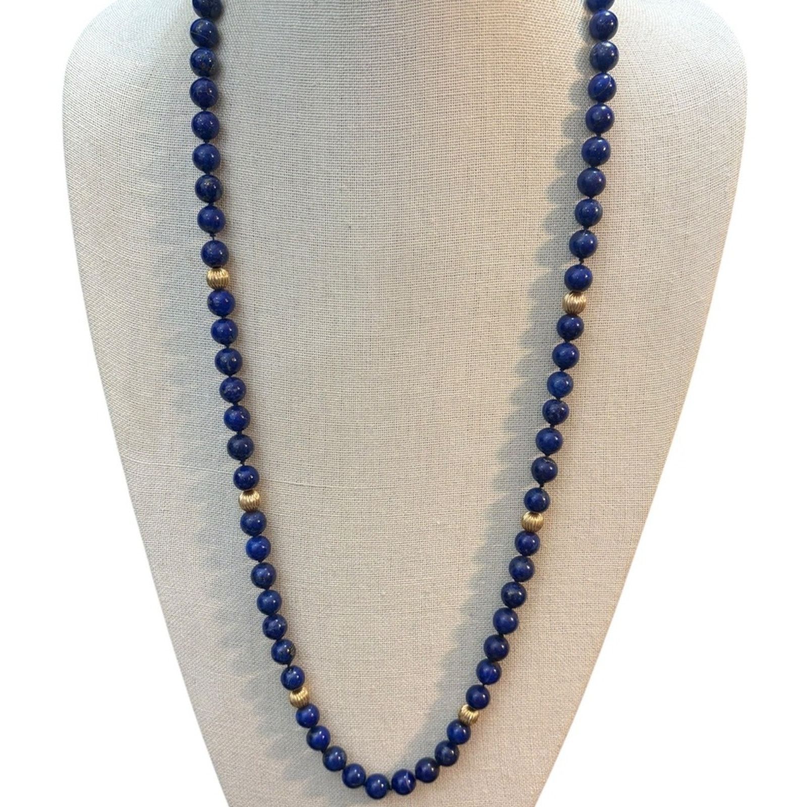 Other Lapis Lazuli Bead Necklace 32” | 14K Gold Spacers & Clasp Size ONE SIZE - 4 Thumbnail