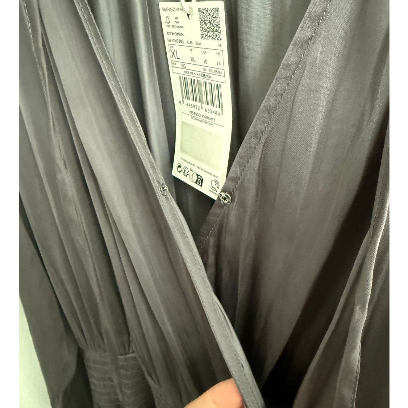Mango Mango NWT Gray Pleated Lined Sleeve Dress Size XL Size XL / US 12-14 / IT 48-50 - 9 Thumbnail