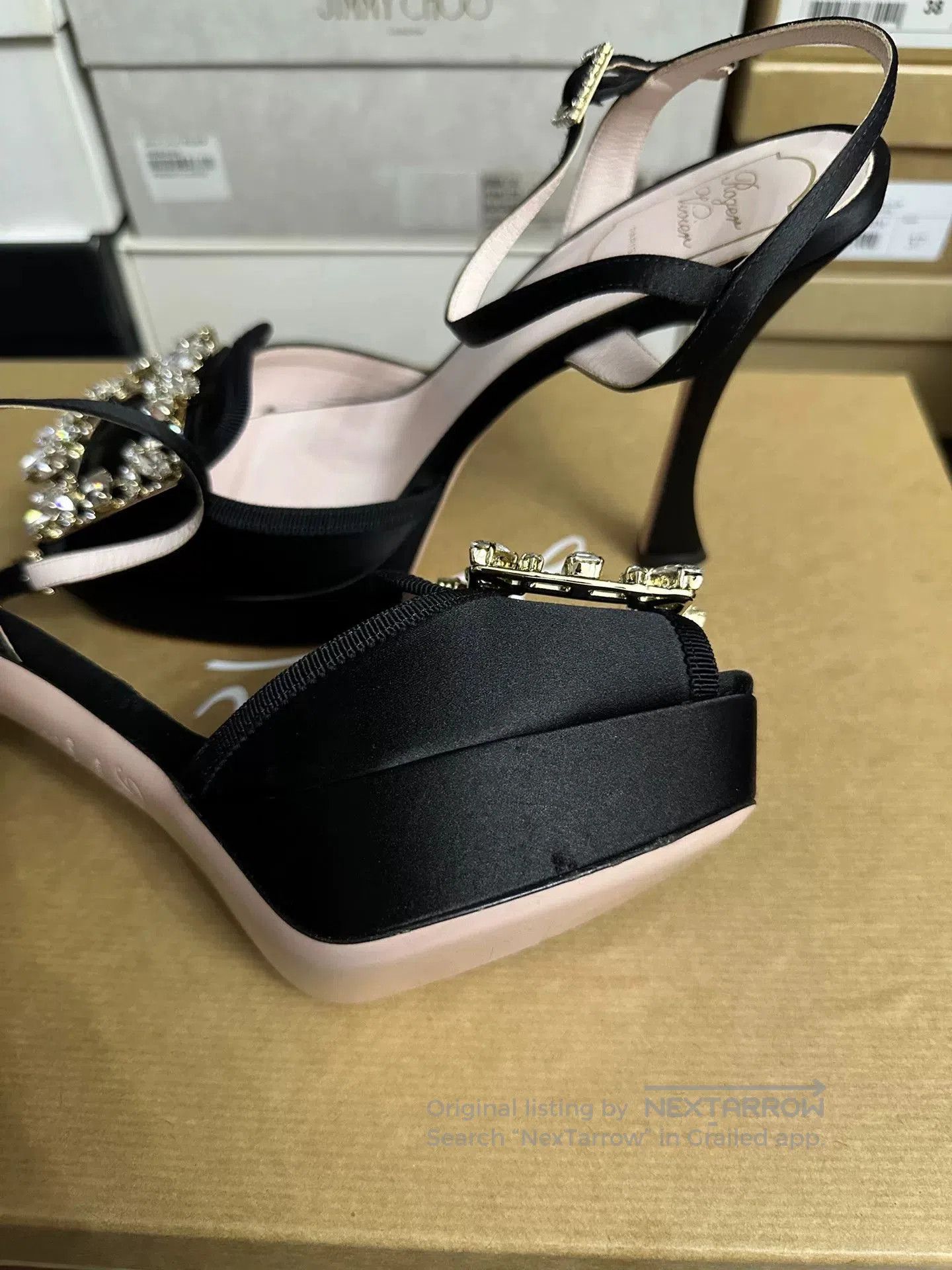 Roger Vivier Roger Vivier Black Satin Diamond Buckle Heels. Size US 8.5 / IT 38.5 - 6 Thumbnail