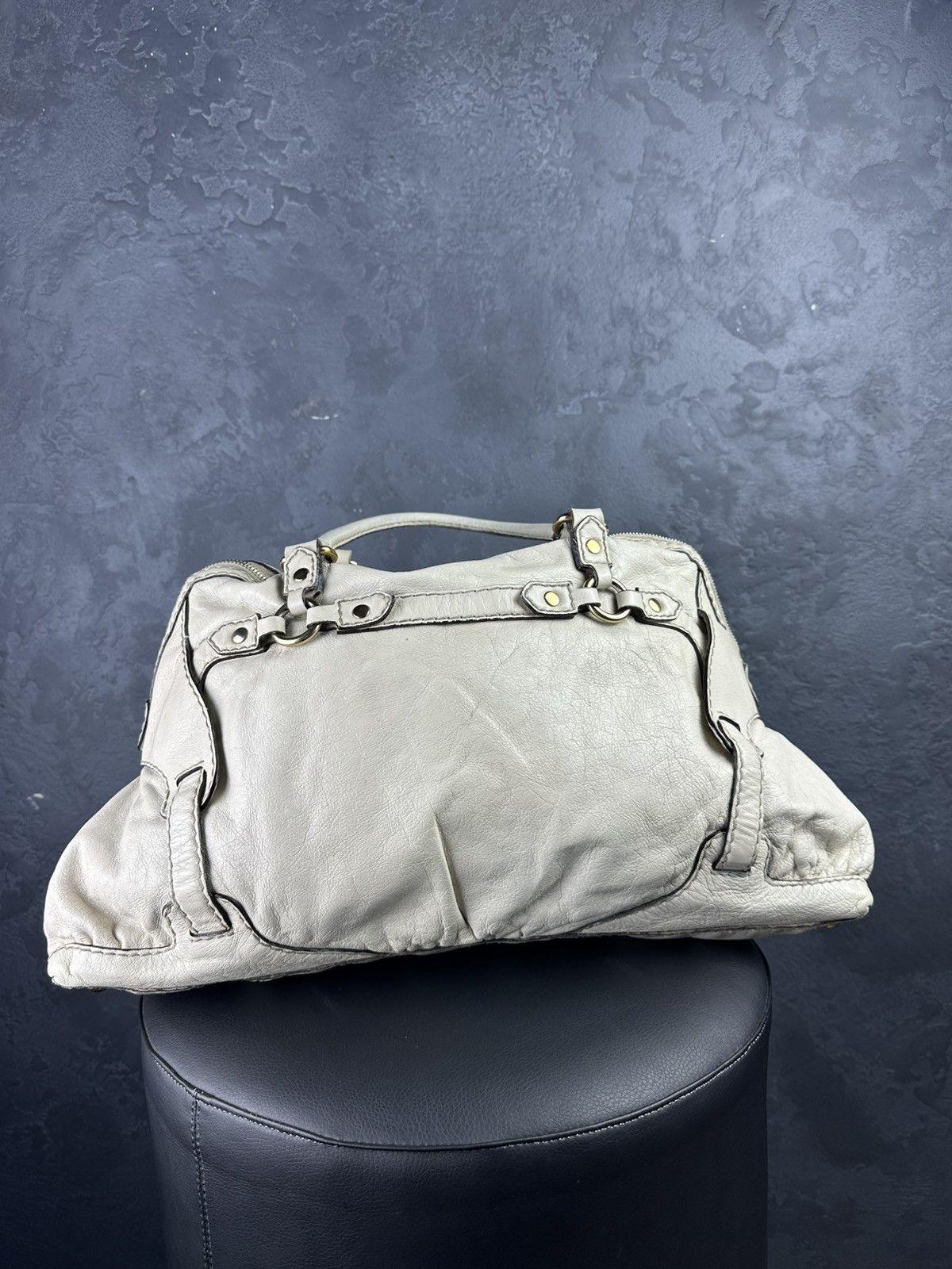 Gucci Gucci Ivory Leather Horsebit Nail Medium Tote Boston Bag Size ONE SIZE - 4 Thumbnail