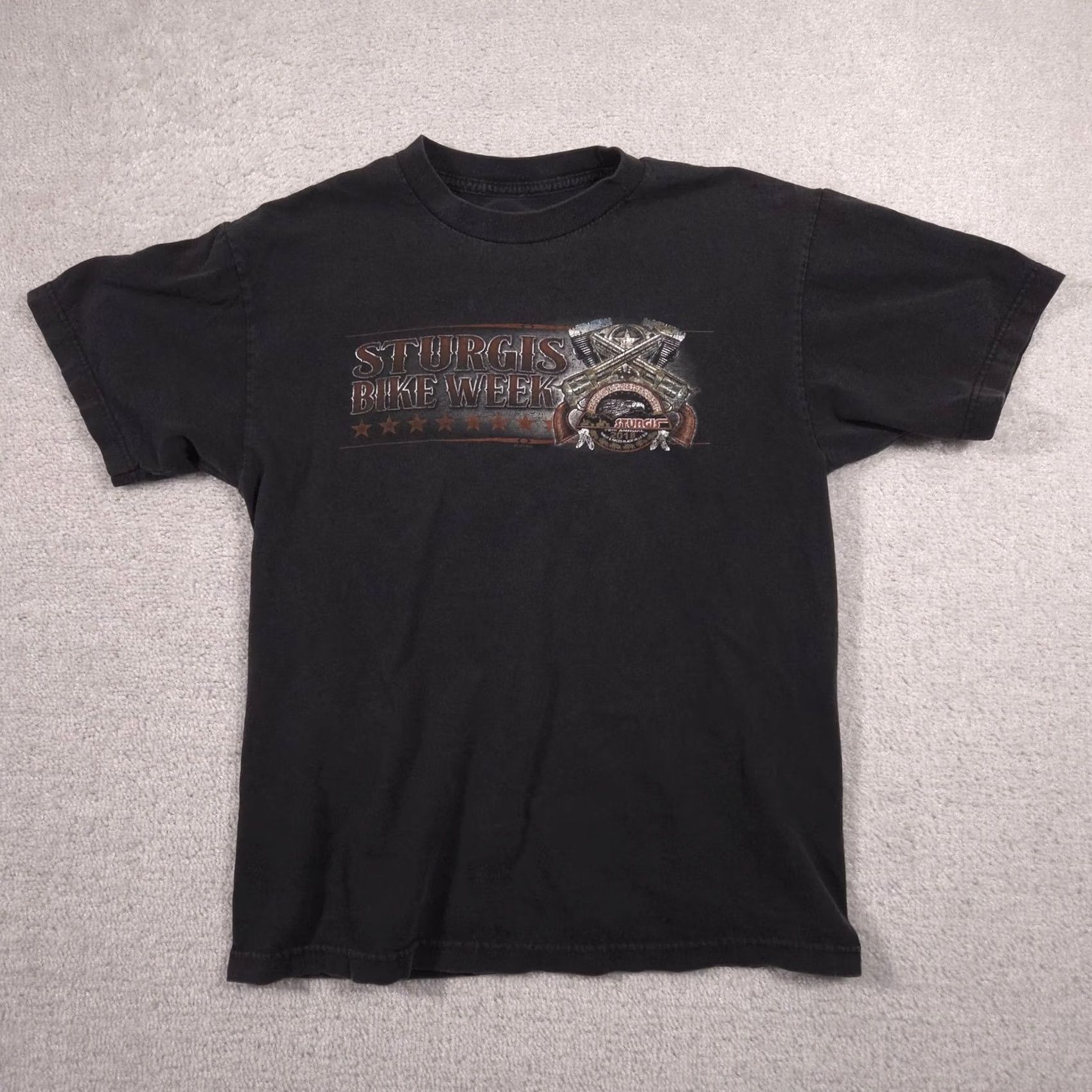 Vintage Sturgis Bike Week Shirt Mens Small Black 75th Anniversary Graphic Tee Biker Size US S / EU 44-46 / 1 - 2 Thumbnail
