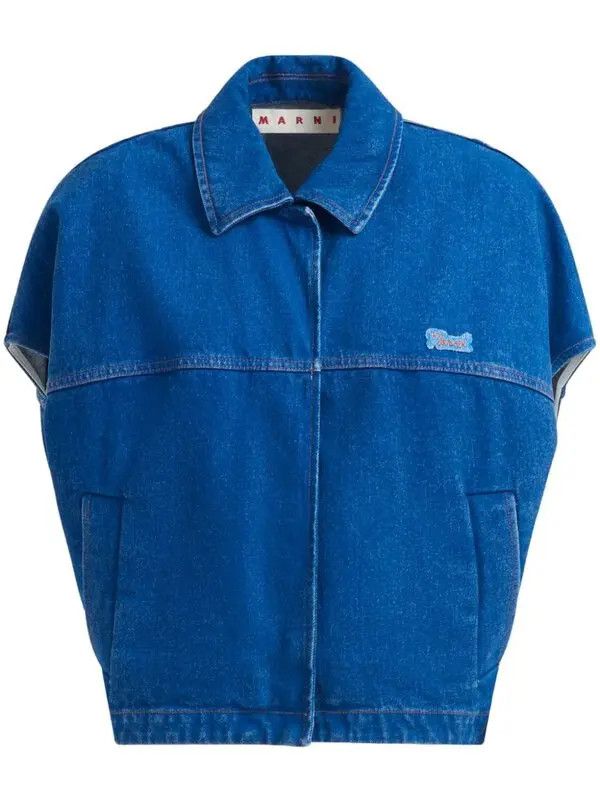 o1w1db11125 Short-Sleeved Denim Jacket in Blue