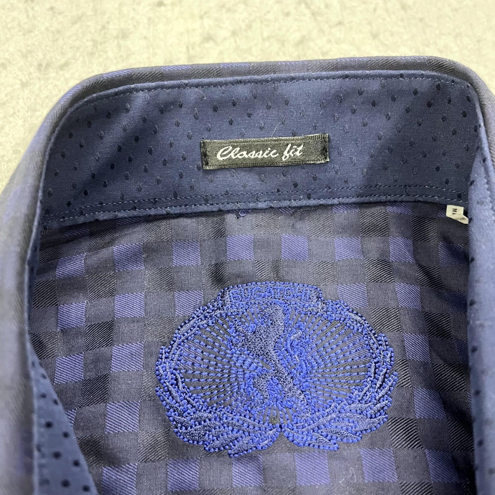 BUGATCHI Bugatchi Shirt Mens Medium Blue Check Classic Fit 100% Cotton Flip Cuff Contrast Size US M / EU 48-50 / 2 - 6 Thumbnail