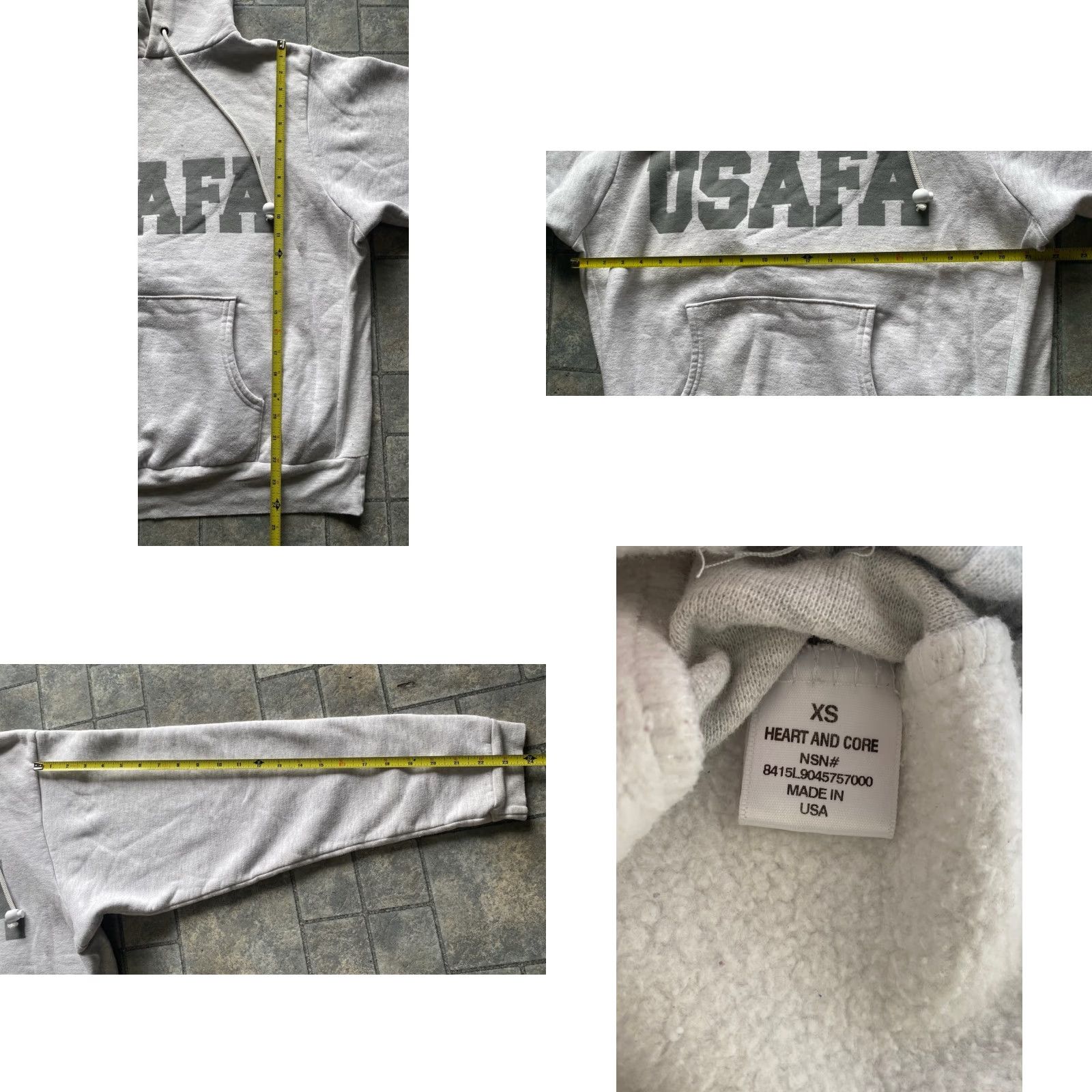 Vintage VINTAGE Heart And Core Hoodie Men's XS Gray Logo USA Pullover USAFA Theme Size US XS / EU 42 / 0 - 7 Thumbnail
