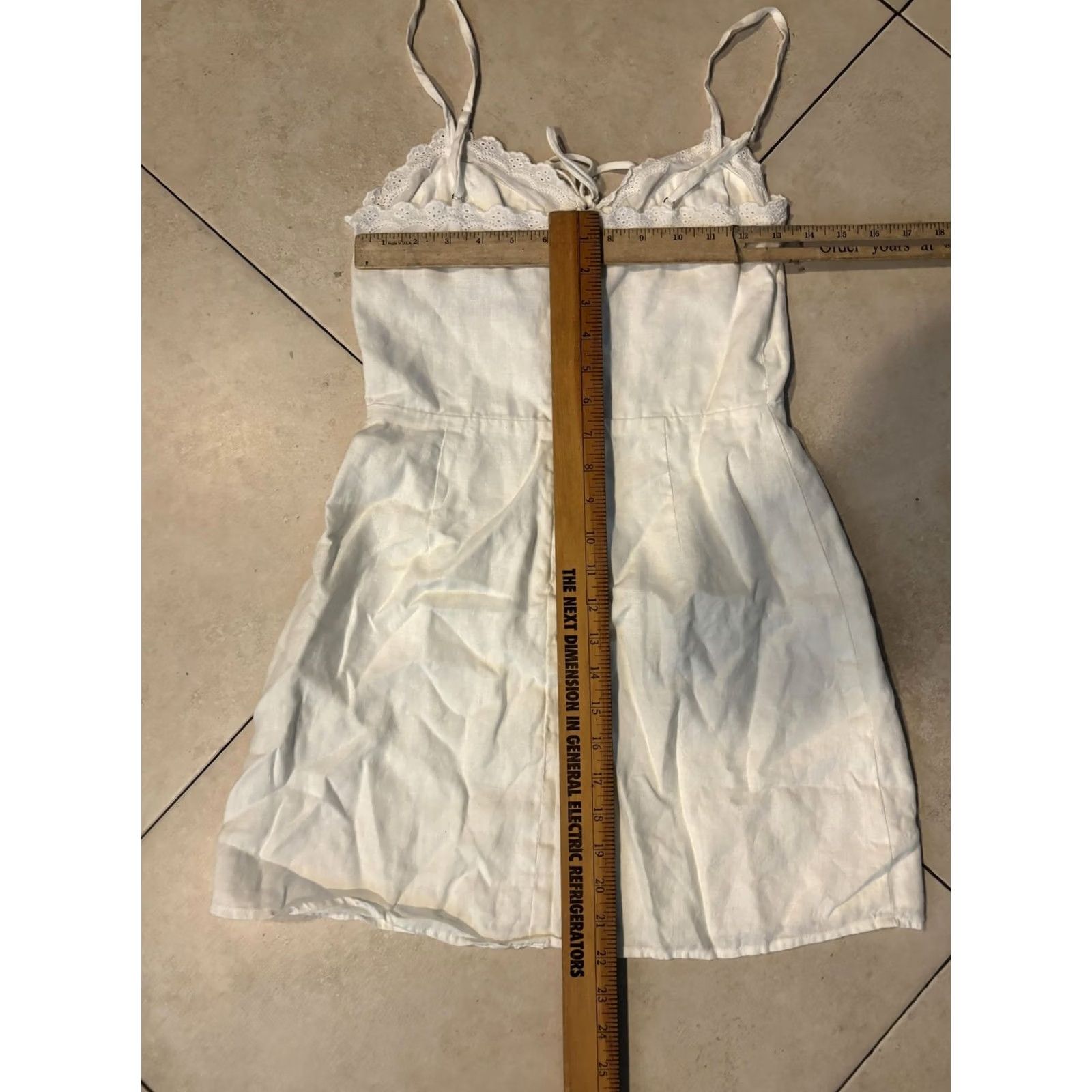 Reformation Reformation Dress Womens 8 White Lace Trim Spaghetti Strap Mini Boho Sundress Size M / US 6-8 / IT 42-44 - 7 Thumbnail