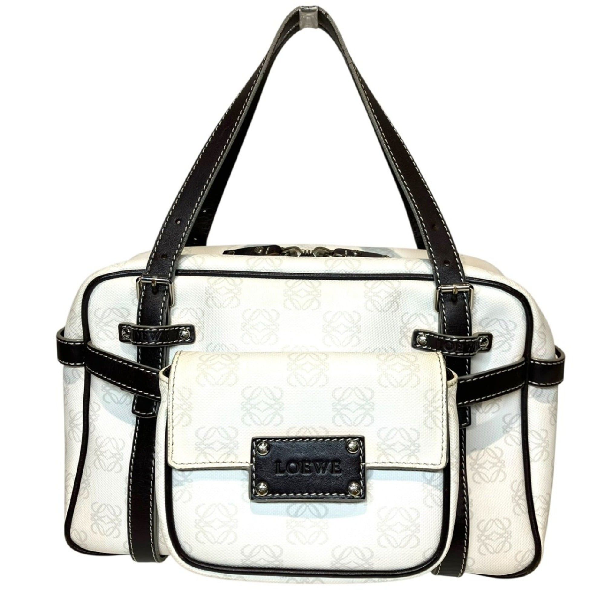 Loewe Handbag, Repeat Anagram, Leather in White, Women's
