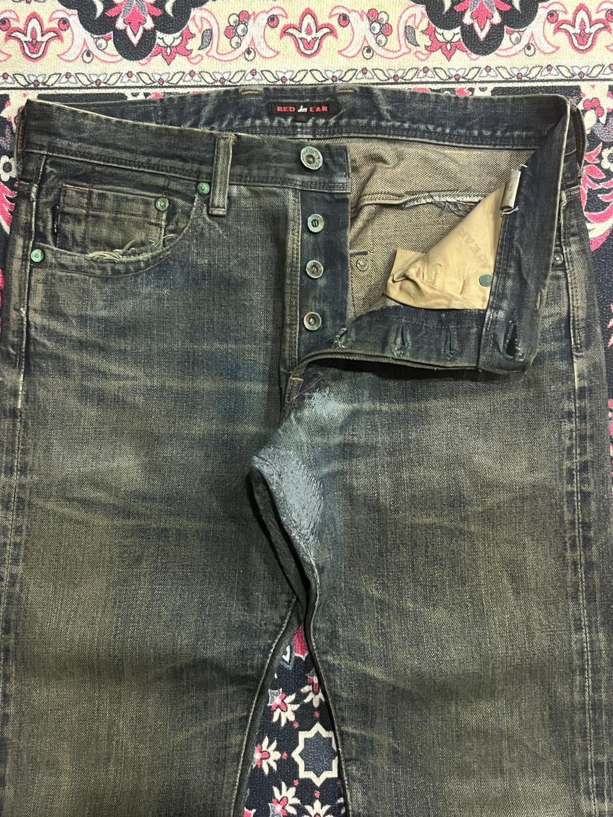 Paul Smith Red Ear Vintage Paul Smith Red Ear Mud Whisker Washed Selvedge Jeans Size US 29 - 5 Thumbnail
