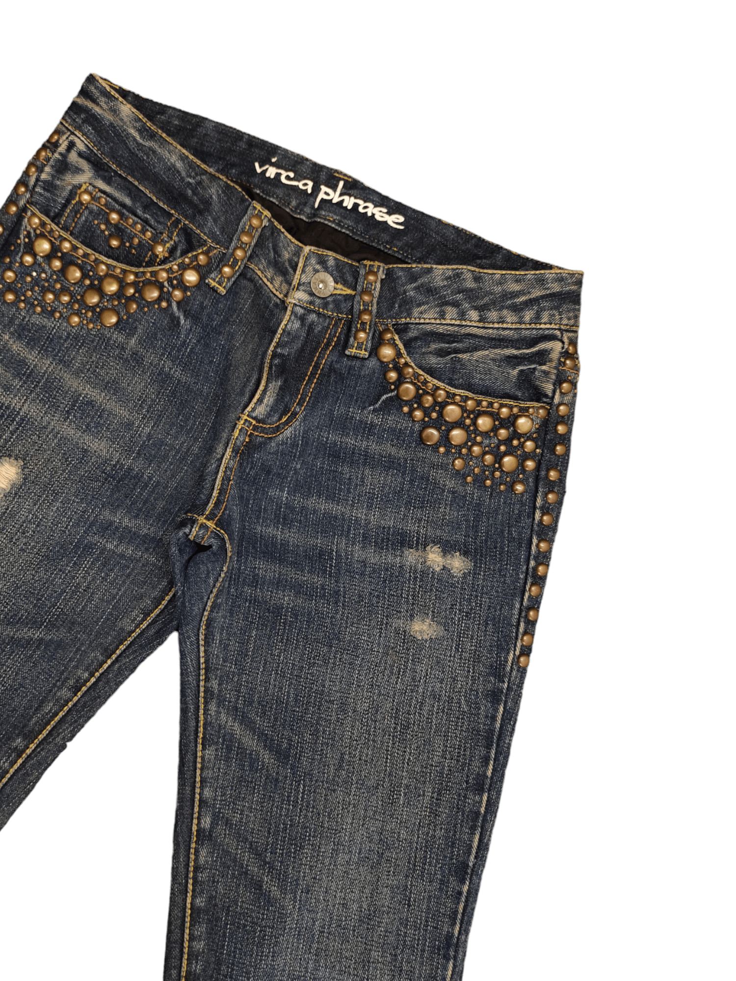 Hysteric Glamour Flare Jeans Virca Phrase Studded Denim Boot Cut Y2k Goa Size US 28 / EU 44 - 4 Thumbnail