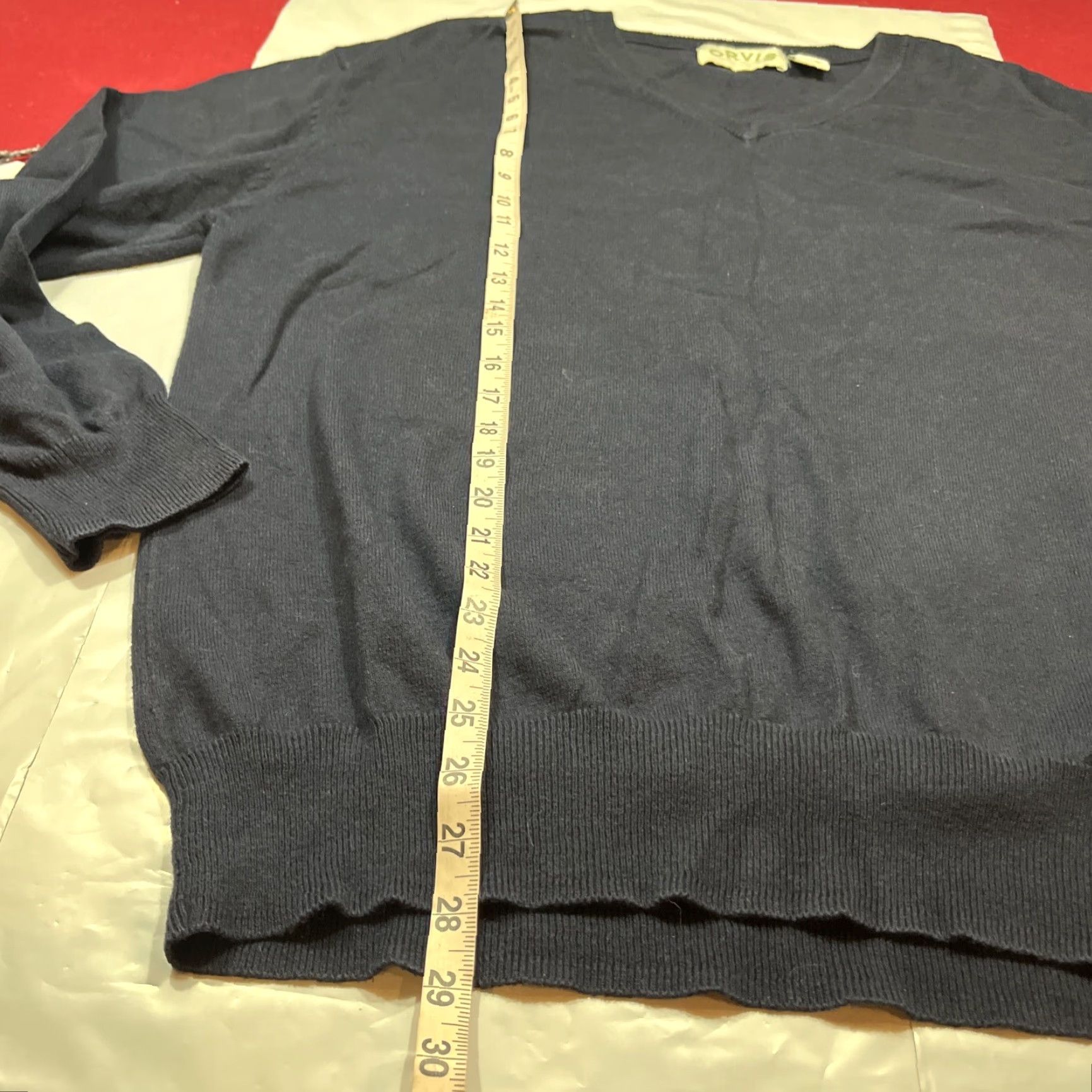 Orvis Orvis Sweater Mens Medium BLUE Cashmere Cotton V-Neck Knit Pullover Classic Navy Blue, Regular Fit, All Seasons, Office, Casual, Preppy, Pullover Size US M / EU 48-50 / 2 - 5 Thumbnail