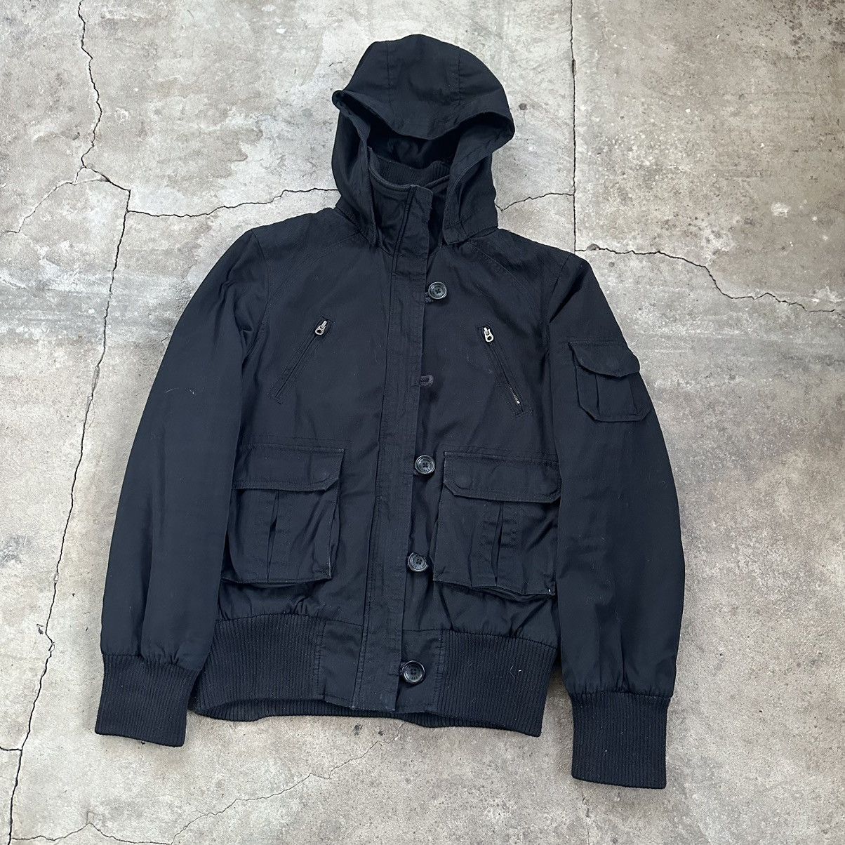 Japanese Brand Y2K H&M Crop Bomber High Zip Neck Jacket Japanese Style 00s Size XS / US 0-2 / IT 36-38 - 2 Thumbnail