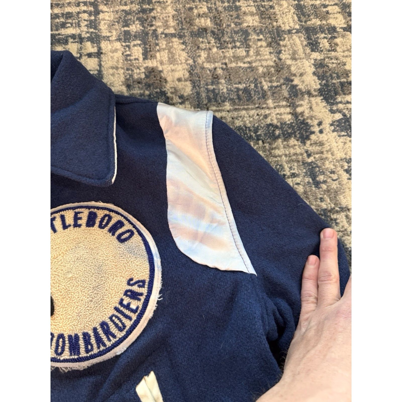 Vintage VINTAGE Attleboro Blue Bombardiers Football Varsity Jacket L Massachusetts 1940s Wool 100% Blue Letterman Long Sleeve Casual Men’s Chargers? Size US L / EU 52-54 / 3 - 4 Thumbnail