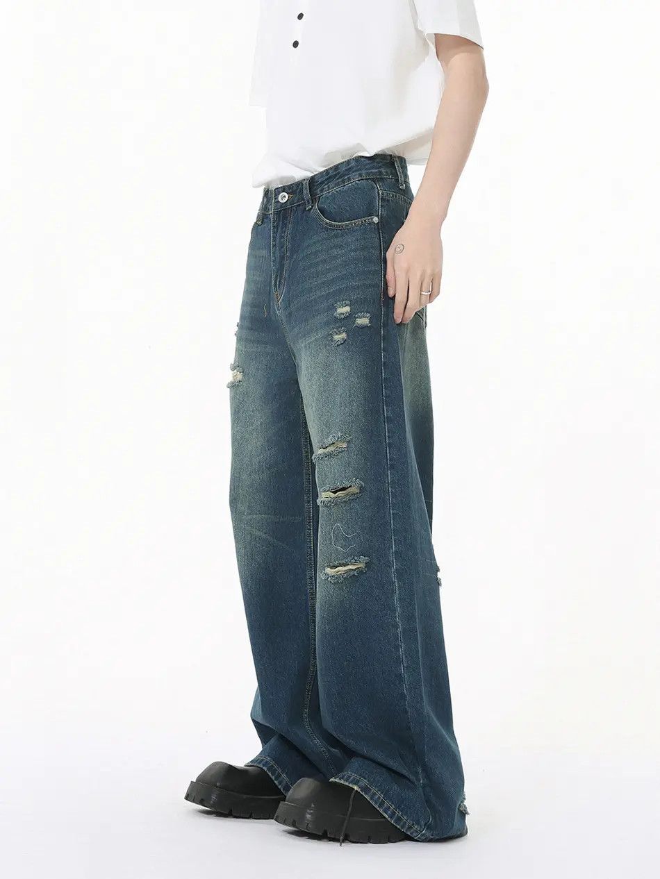 Japanese Brand Retro loose high street ripped jeans Size US 32 / EU 48 - 4 Thumbnail