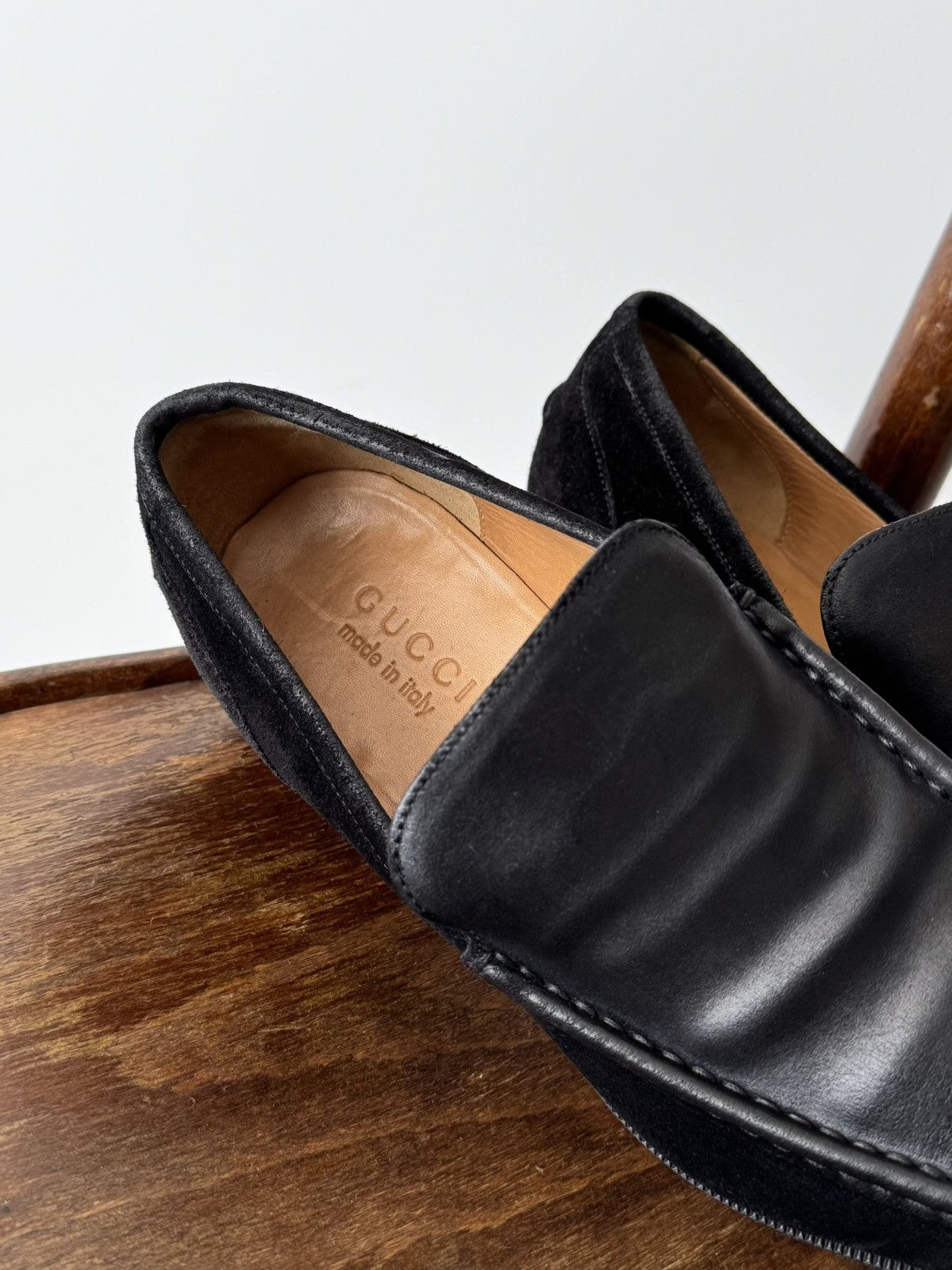 Gucci Gucci Black Suede & Leather Tuxedo Loafers Size US 8 / EU 41 - 8 Thumbnail