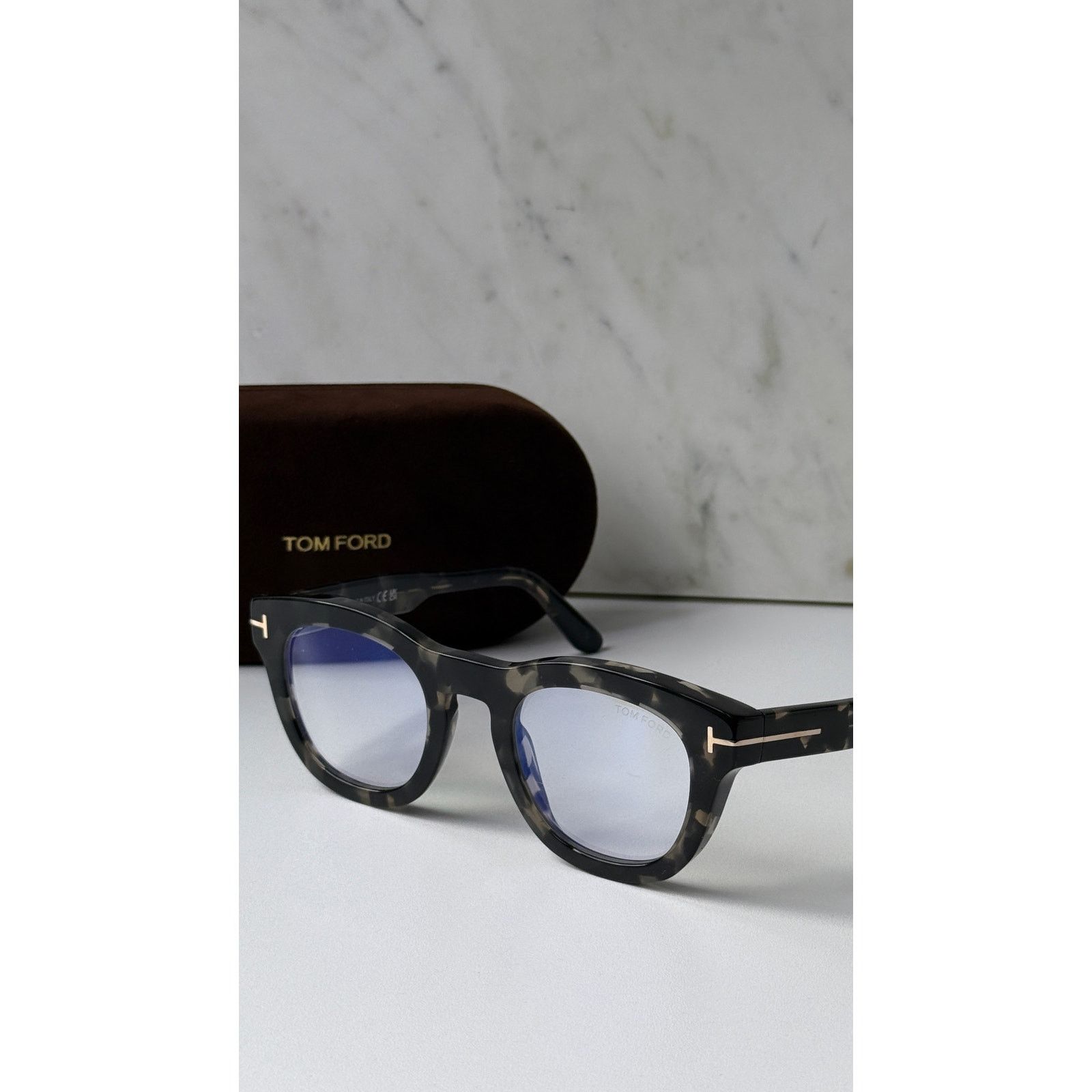 Tom Ford NEW Tom Ford FT5873-B Bluelight Frames in Havana Black Size ONE SIZE - 4 Thumbnail