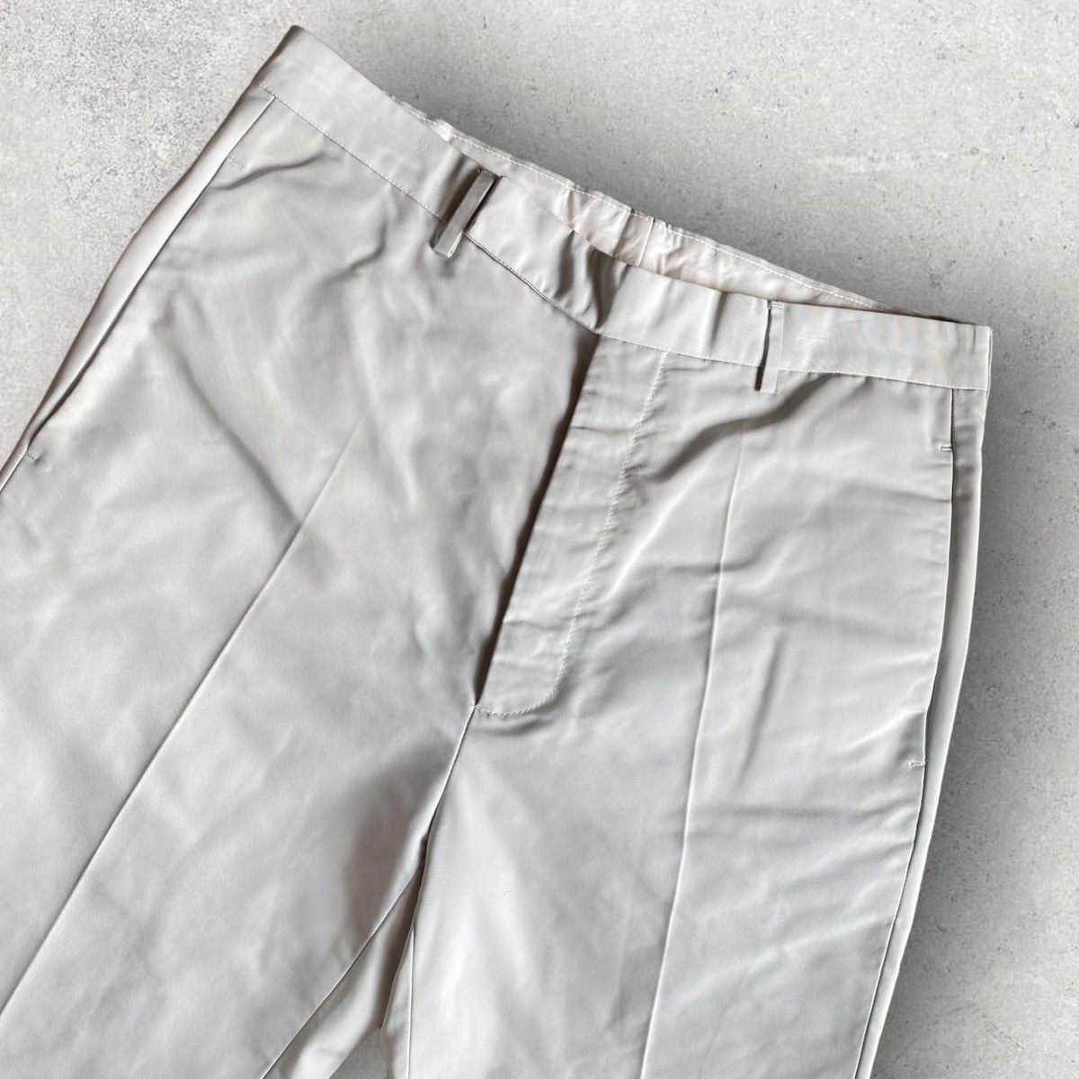 image of Rick Owens Ss19 Babel Oyster Nylon Cropped Pants in Oyster Pearl, Men's (Size 32)