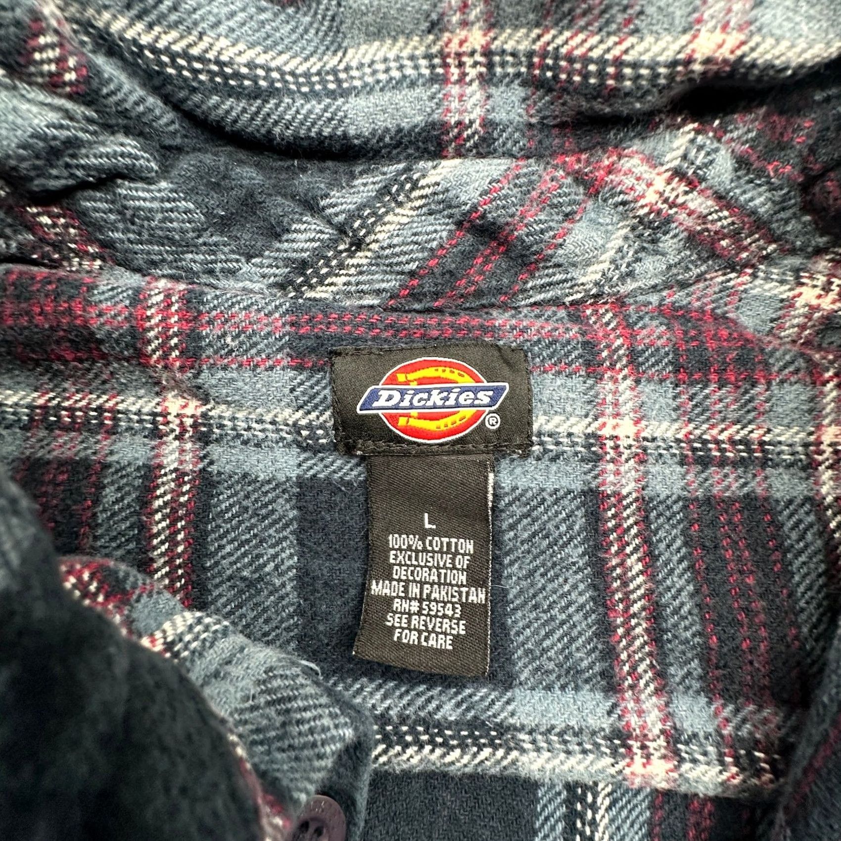 Dickies VINTAGE Dickies Flannel Button Up Plaid Blue Long Sleeve Shirt Mens Large Pocket Shirt Size US L / EU 52-54 / 3 - 3 Thumbnail