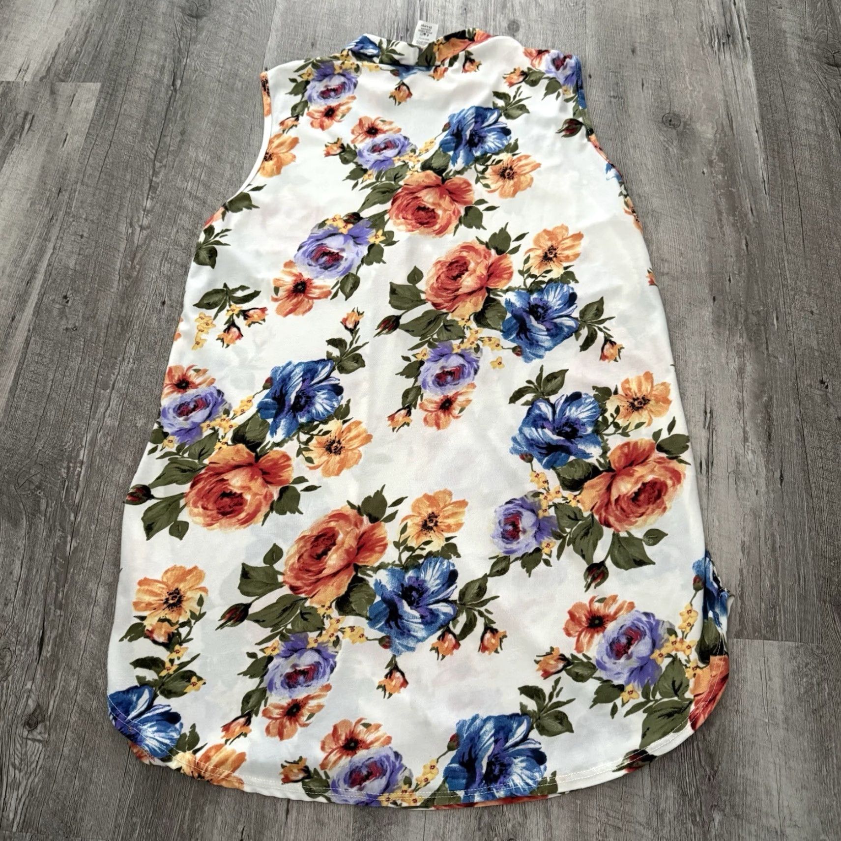 Vintage Jasmine Sleeveless Top Womens 2XL Floral Print Keyhole Lace-Up Boho Tank Top Size XXL / US 16-18 / IT 52-54 - 5 Thumbnail