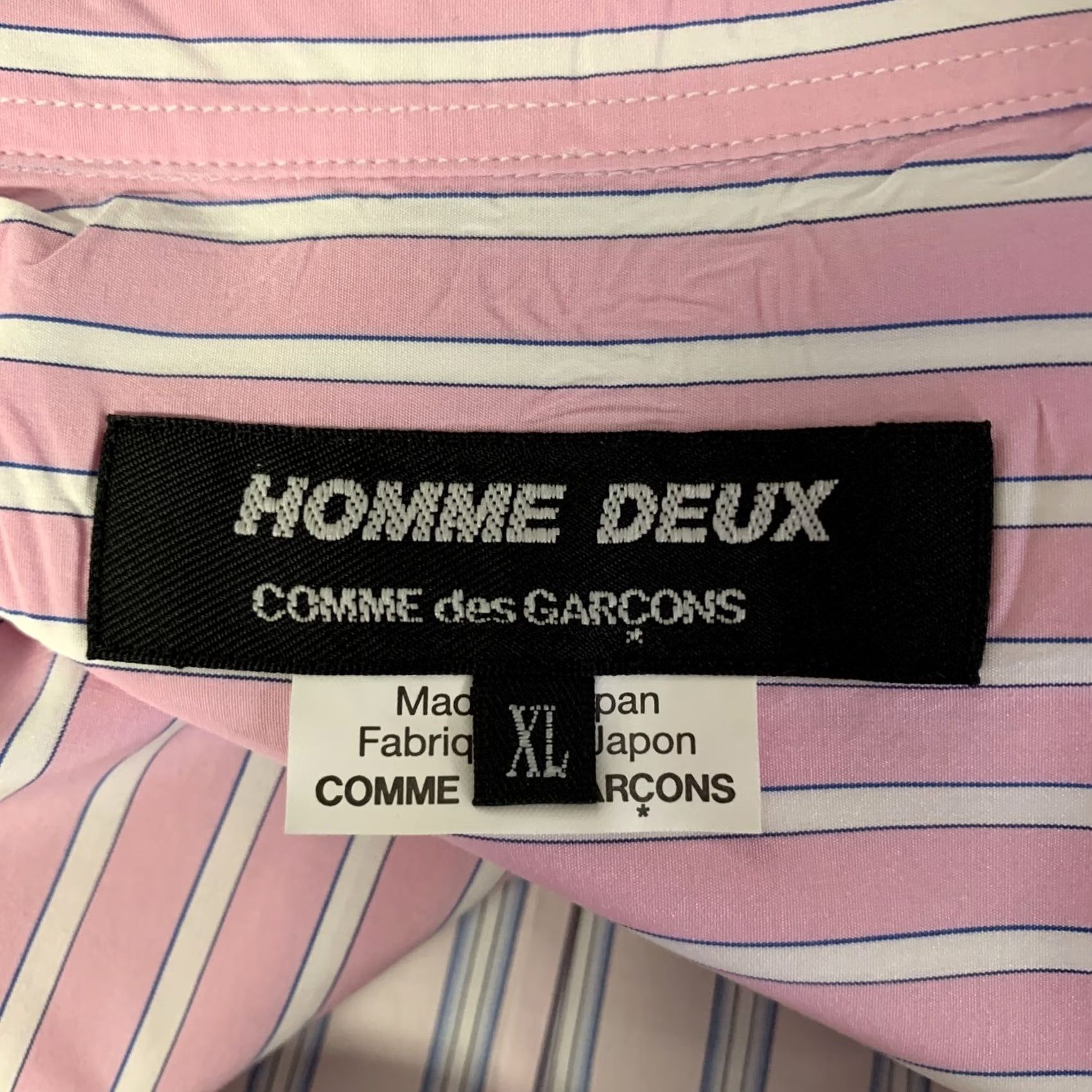 Comme des Garcons Girl COMME des GARCONS Shirt XL Pink Blue Stripe Cotton Long Sleeve Size US XL / EU 56 / 4 - 6 Thumbnail