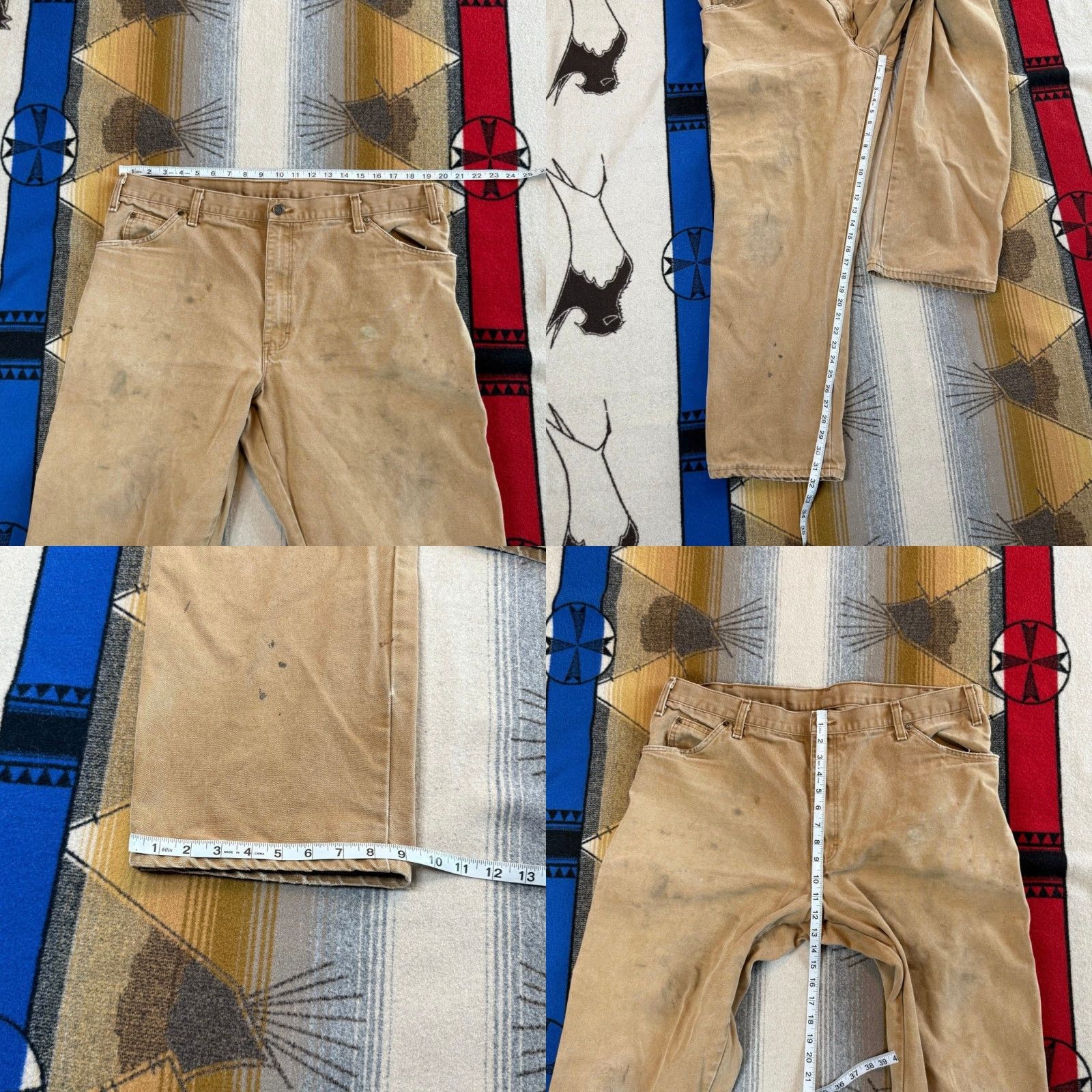 Dickies VINTAGE Dickies Canvas Carpenter Pants Jeans 40x32 Brown Regular Men 90s Grunge Workwear Distressed Canvas Straight Inseam 32" Button Zip Size US 40 / EU 56 - 8 Thumbnail