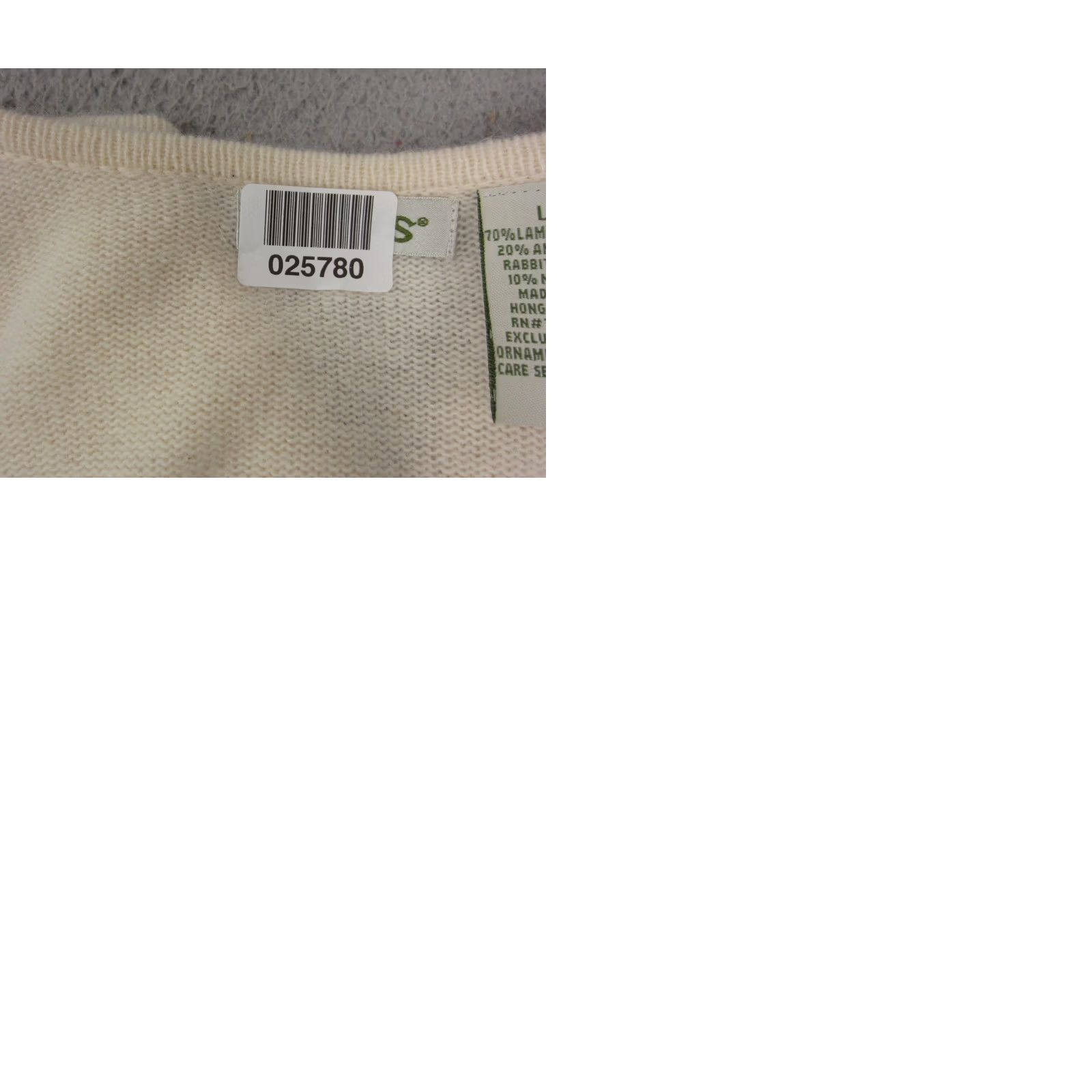 Orvis VINTAGE Orvis Sweater Womens Large Creme Christmas Tree Lambswool Sequins Angora 90s Size L / US 10 / IT 46 - 9 Thumbnail