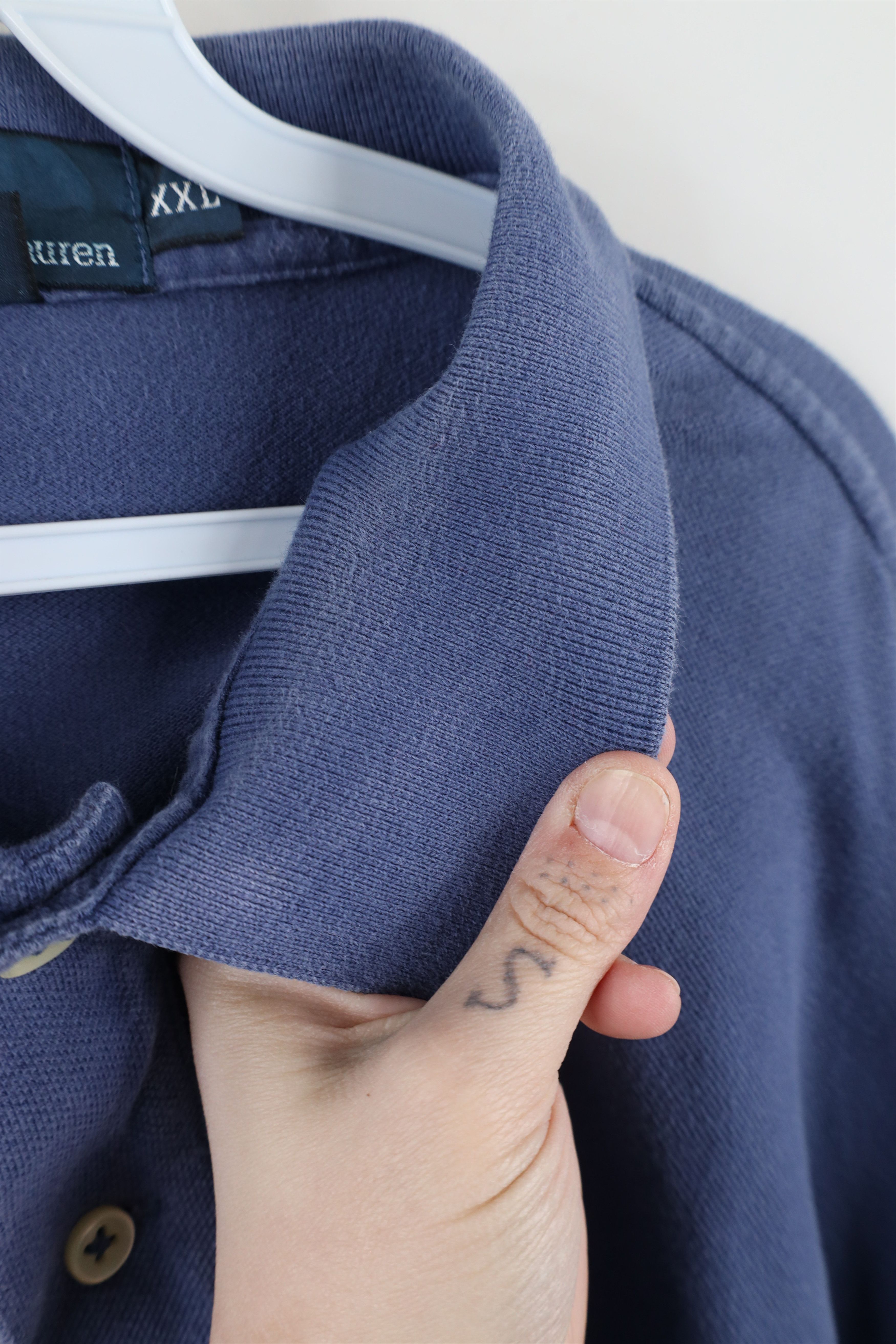 Ralph Lauren × Vintage Vintage 90s Ralph Lauren Long Sleeve Rugby Polo Shirt Blue Size US XXL / EU 58 / 5 - 7 Thumbnail