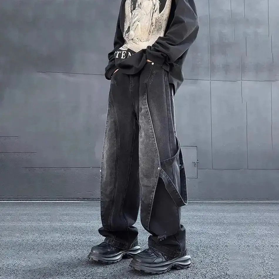 Japanese Brand Baggy Jeans Men Streetwear Original Wide Leg Trousers Casual Size US 32 / EU 48 - 5 Thumbnail