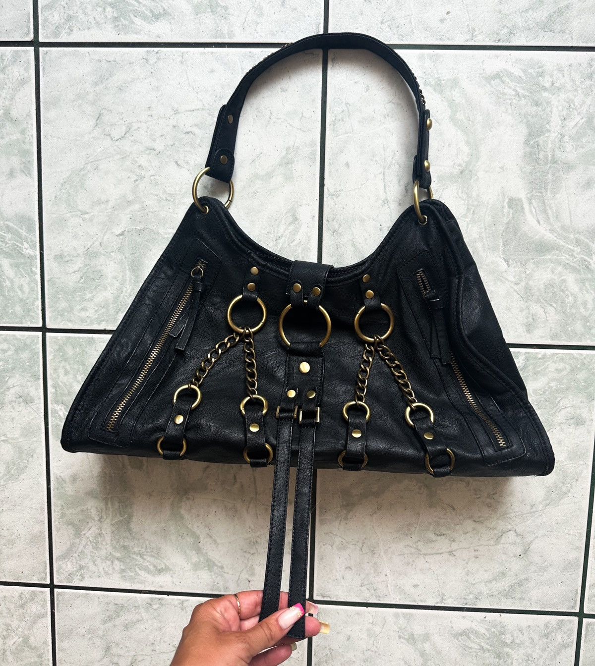 Archival Clothing Rare coquette bondage leather bag opium y2k 