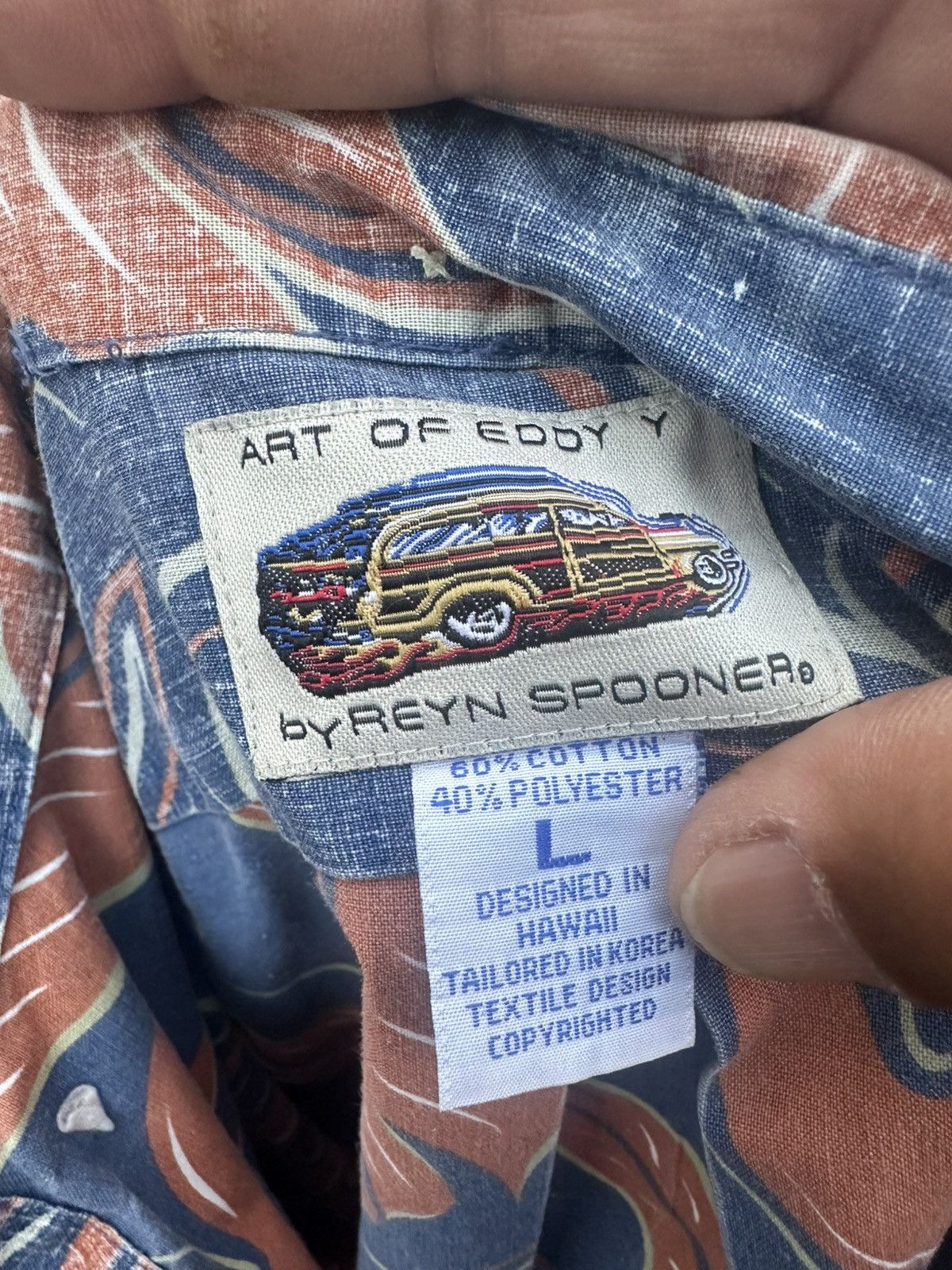 Reyn Spooner PreOwned Reyn Spooner Blue/Orange Hawaiian Print Men's L Size US L / EU 52-54 / 3 - 4 Thumbnail