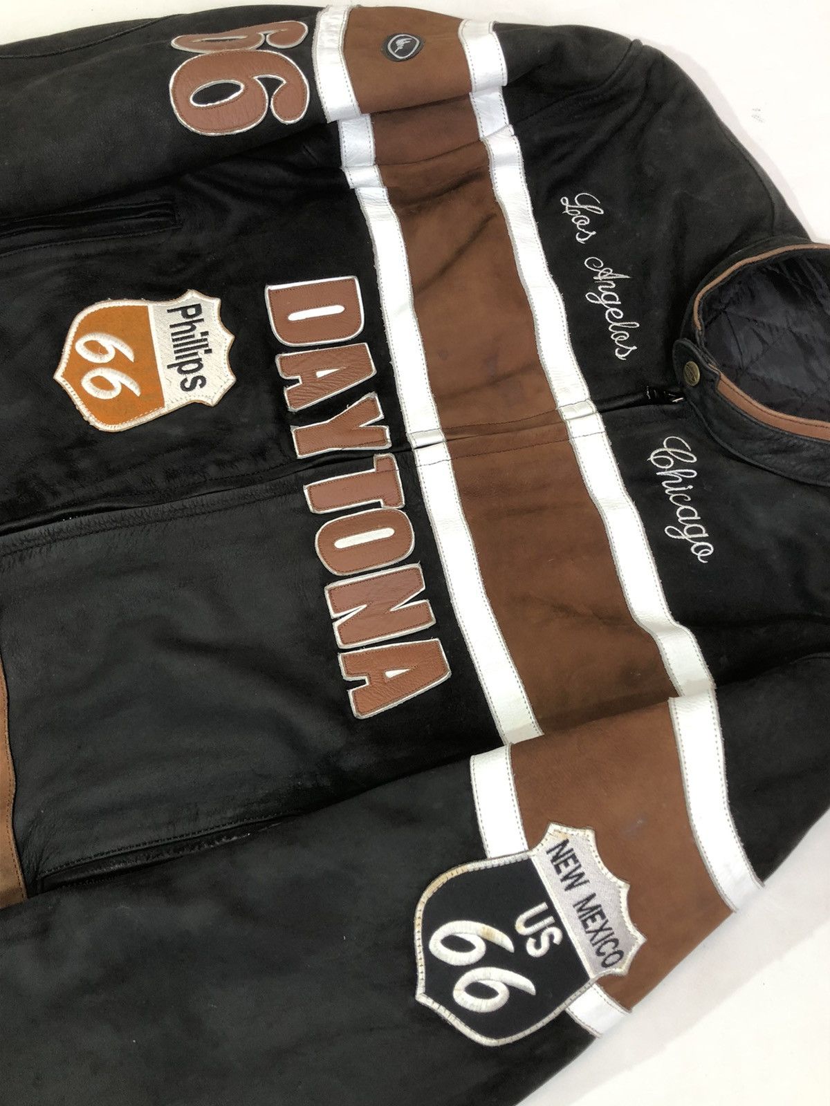 Ferrari × Harley Davidson × Honda Route 66 Daytona Leather Moto Motorcycle Racing Jacket Size US XL / EU 56 / 4 - 10 Thumbnail