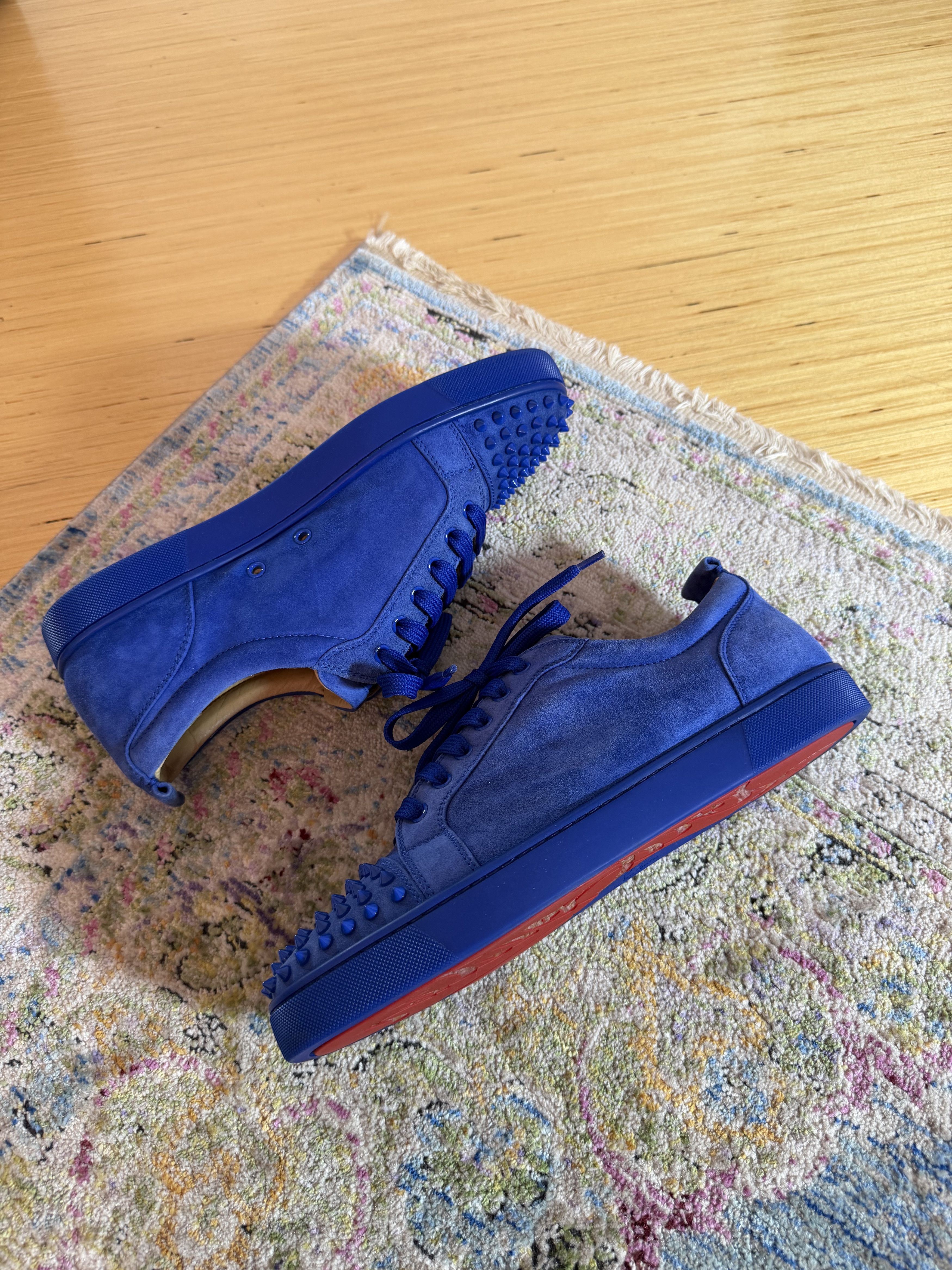 Christian Louboutin Christian Louboutin Blue Suede Louis Junior Spikes Sneakers Size US 12 / EU 45 - 3 Thumbnail