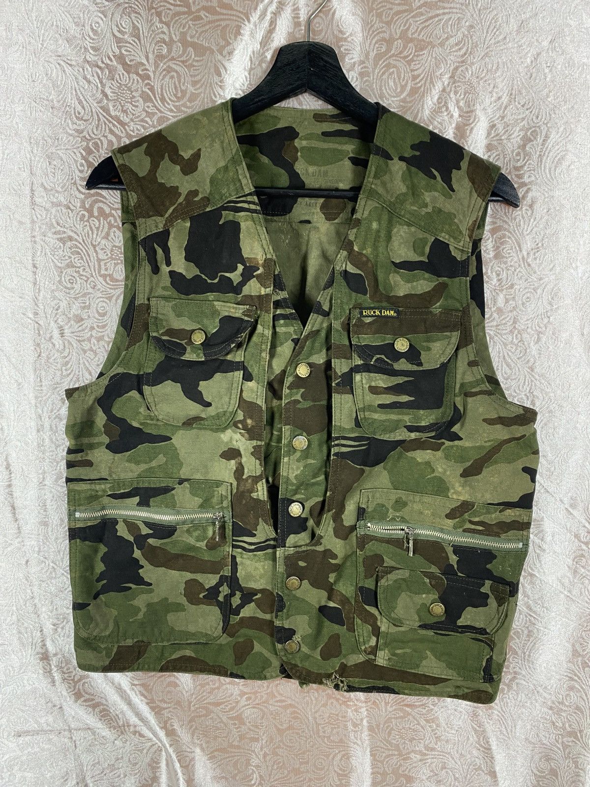 Vintage RUCK DAM Camouflage Utility Vest Multi Pocket Military Style Size US L / EU 52-54 / 3 - 3 Thumbnail