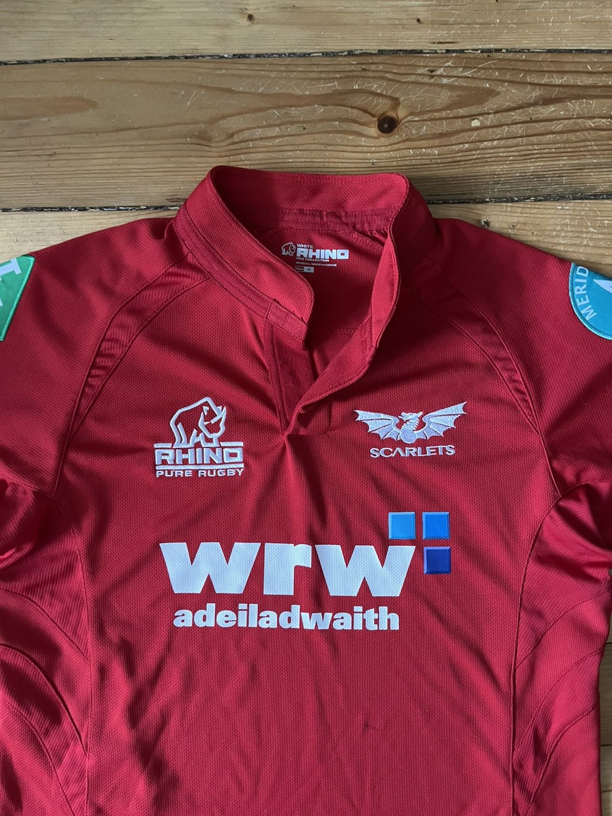 The Unbranded Brand Rhino Pure Rugby Scarlets Rugby Embroidered Shirt Red Size S Size US S / EU 44-46 / 1 - 2 Thumbnail