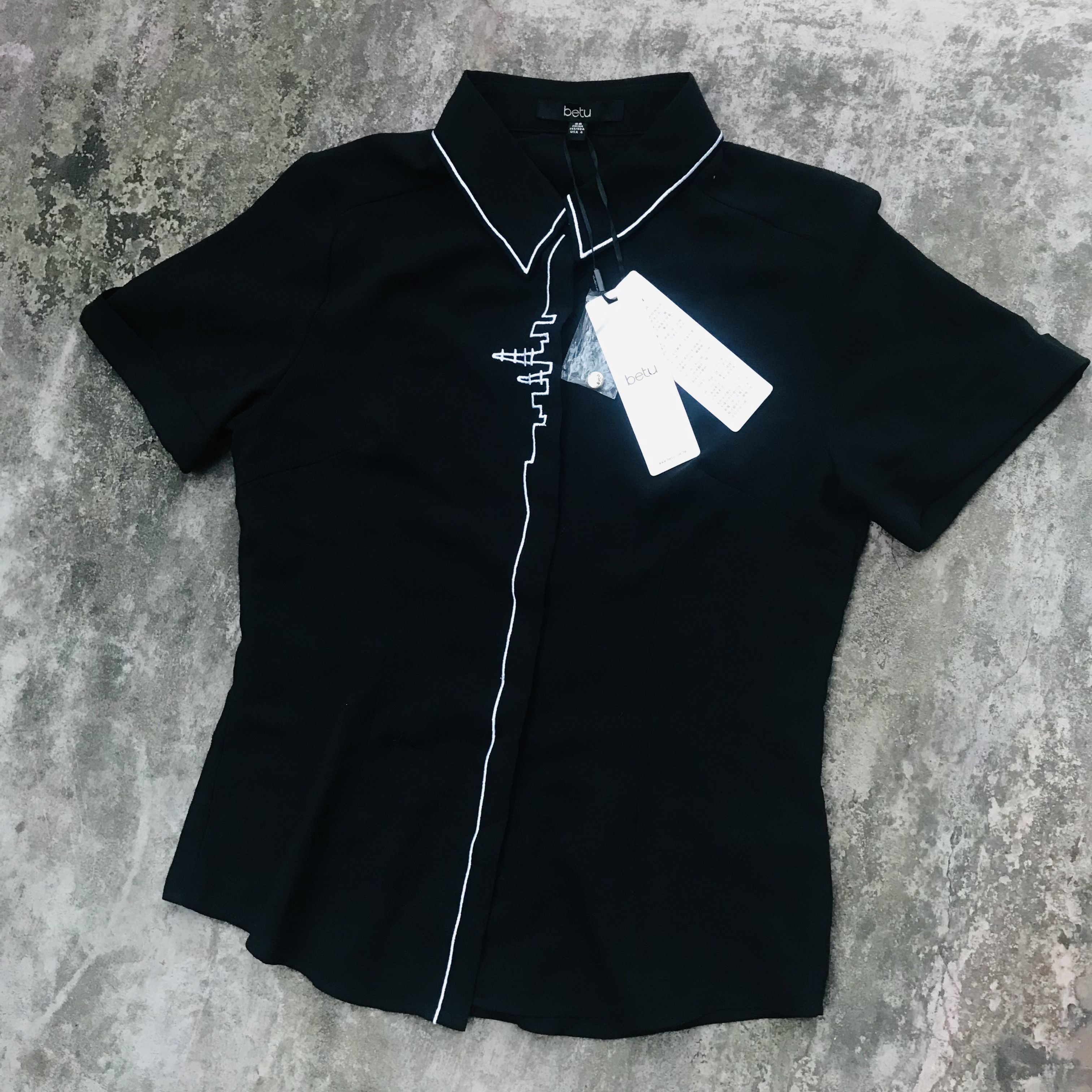 Japanese Brand × Vintage Betu Noir Short Sleeve Silk Shirt Size S / US 4 / IT 40 - 1 Thumbnail
