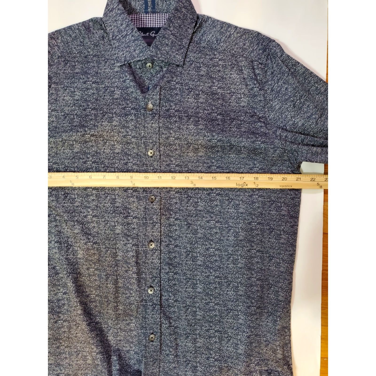 Robert Graham Robert Graham Shirt Men's Large Modern Americana Tailored Fit Cotton Spandex Button-Up Blue Stone Wash Slim Fit Regular Size L Adults Mens Size US L / EU 52-54 / 3 - 7 Thumbnail