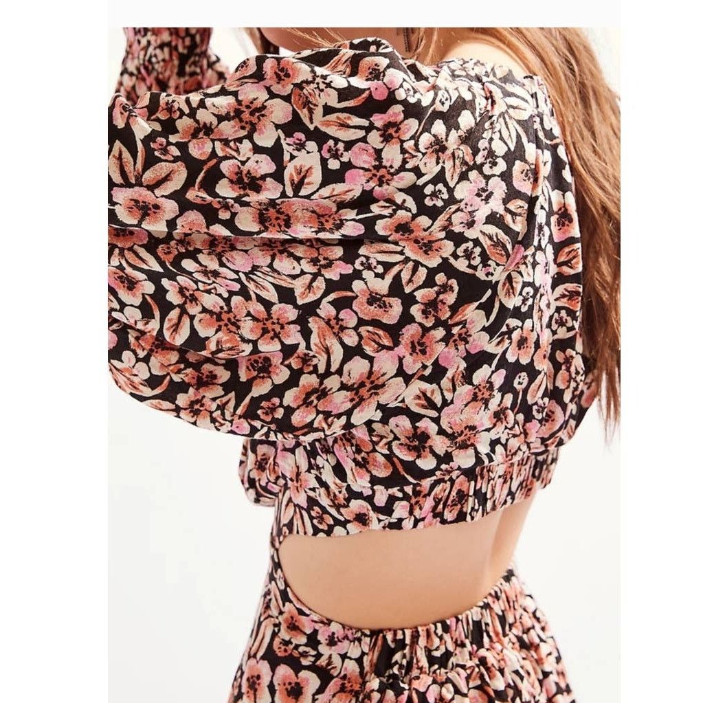 Free People New Free People Jael Printed Mini Dress $128 MEDIUM Black Size M / US 6-8 / IT 42-44 - 4 Thumbnail