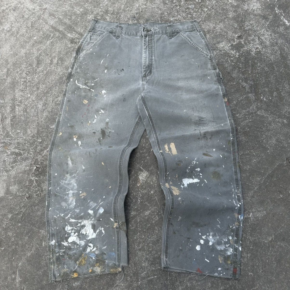 Carhartt × Vintage (36x28.5) Grail Vintage Distressed Carhartt Carpenter Moss Size US 36 / EU 52 - 1 Thumbnail