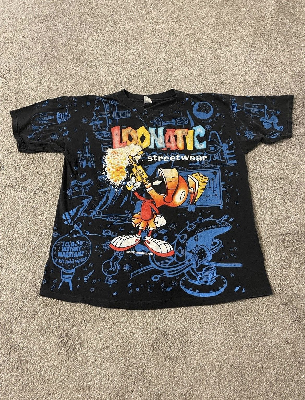 Vintage 90s Looney Tunes Shirt XL All Over Print Made In USA