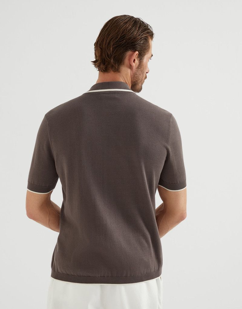 Brunello Cucinelli o1la1rc1a0326 Jacquard Knit Shirt in Brown Size US S / EU 44-46 / 1 - 2 Thumbnail