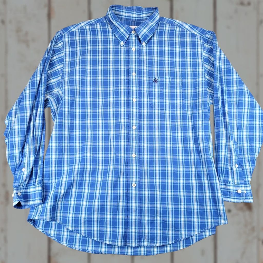 Brooks Brothers Brooks Brothers 346 Mens XL Regular Blue Plaid Long Sleeve Button-Down Shirt Size US XL / EU 56 / 4 - 1 Thumbnail