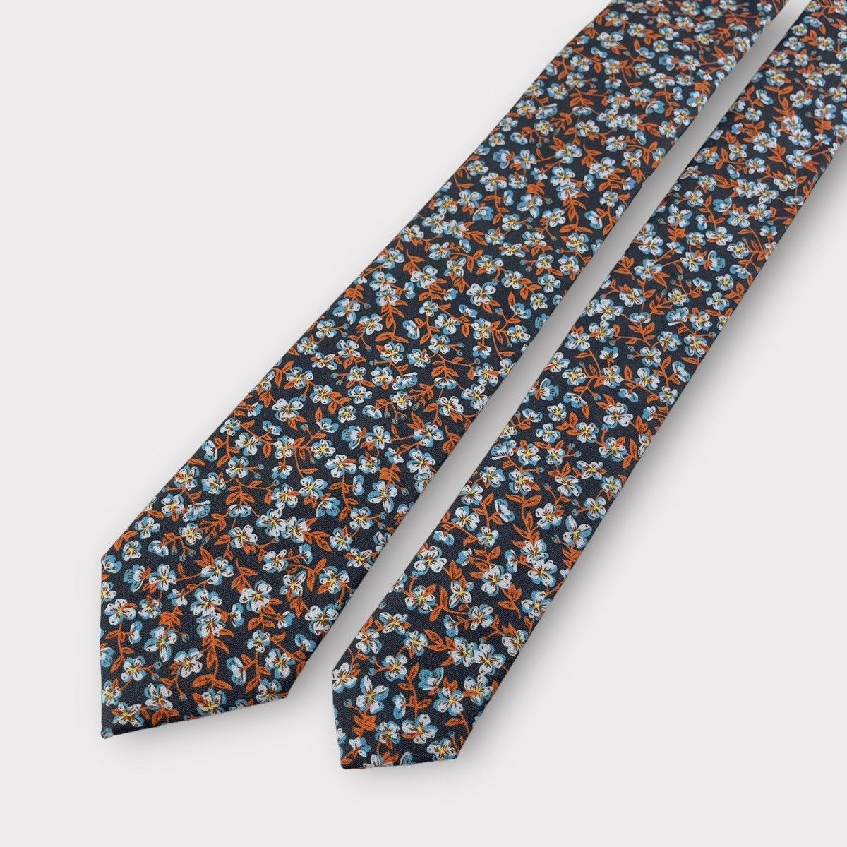 Other Men's Charcoal w/ Orange Floral Print Necktie, Slim Width Size ONE SIZE - 2 Thumbnail