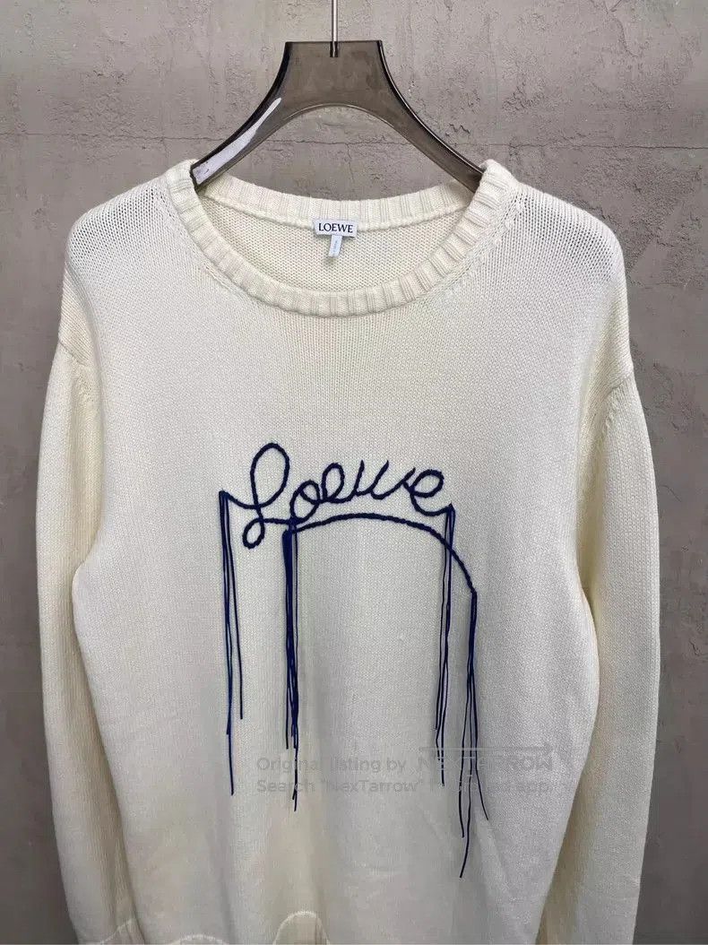 Loewe Loewe White Embroidered Logo Round Neck Sweater . Size US M / EU 48-50 / 2 - 3 Thumbnail