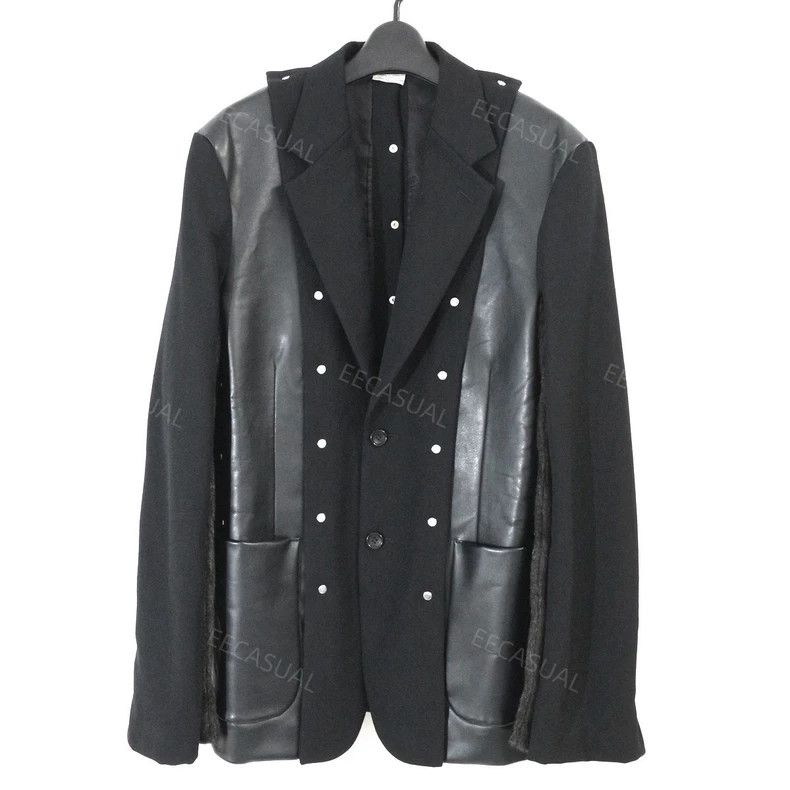Comme des Garcons Comme Des Garcons Leather, fur, patchwork wool, studded bl Size US M / EU 48-50 / 2 - 2 Thumbnail