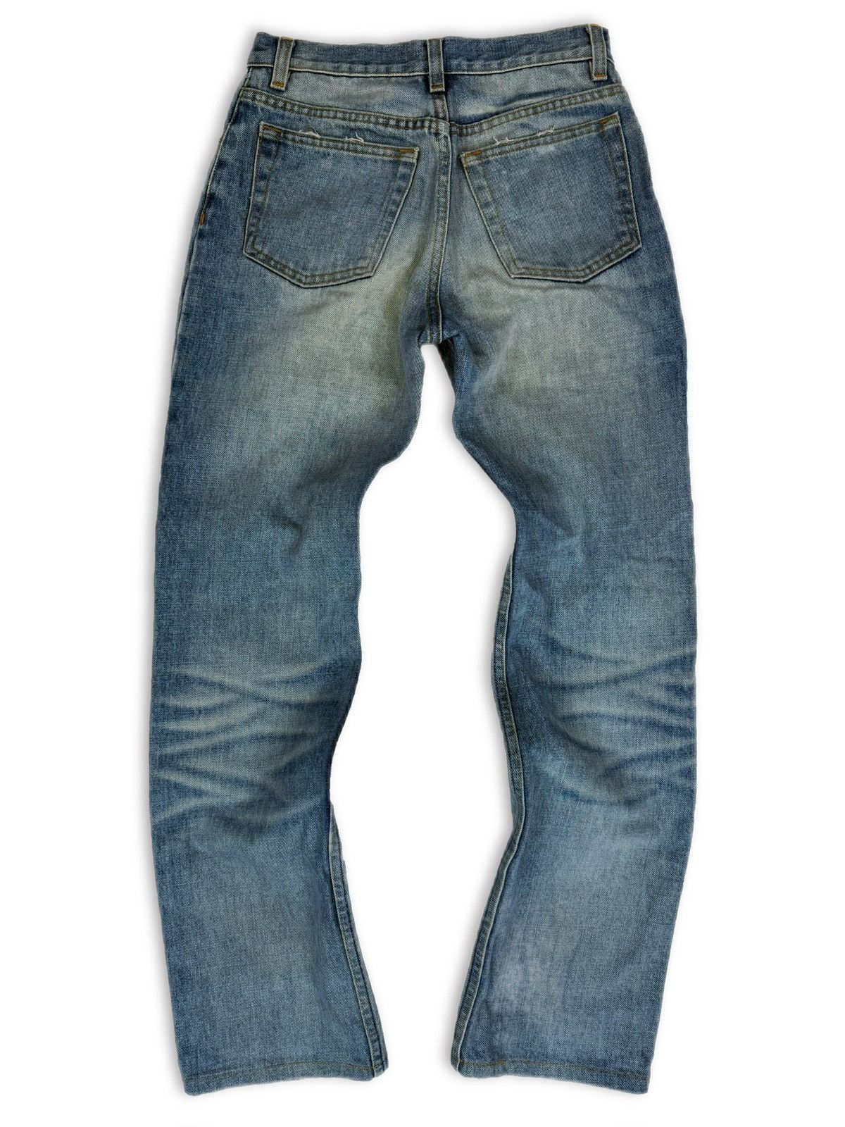 90s Helmut Lang Vintage Sanded Broken Wash Blue Denim